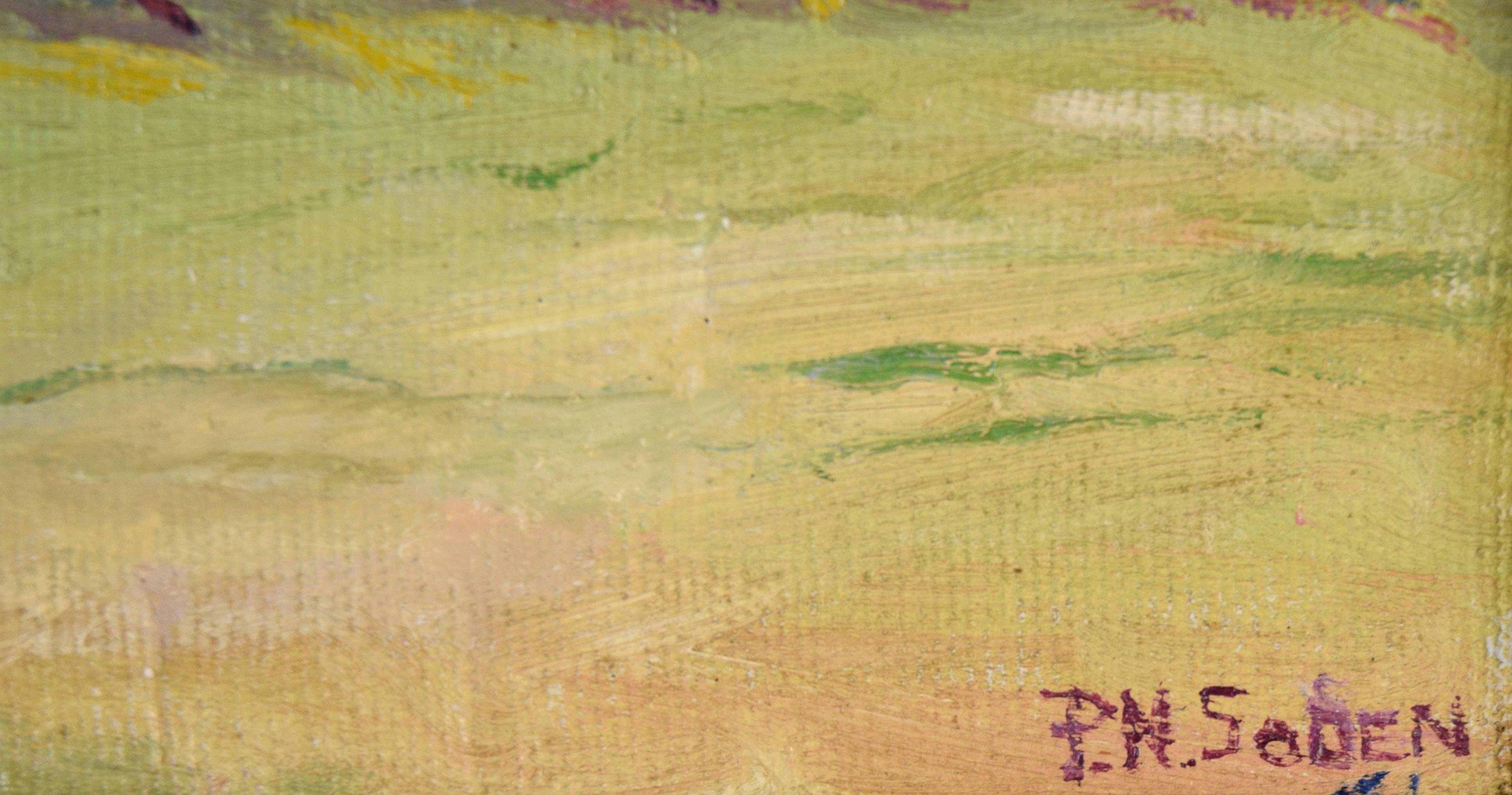 Flanders Country Cottage with Chickens Rural Belgium Landscape in Oil on Canvas For Sale 6