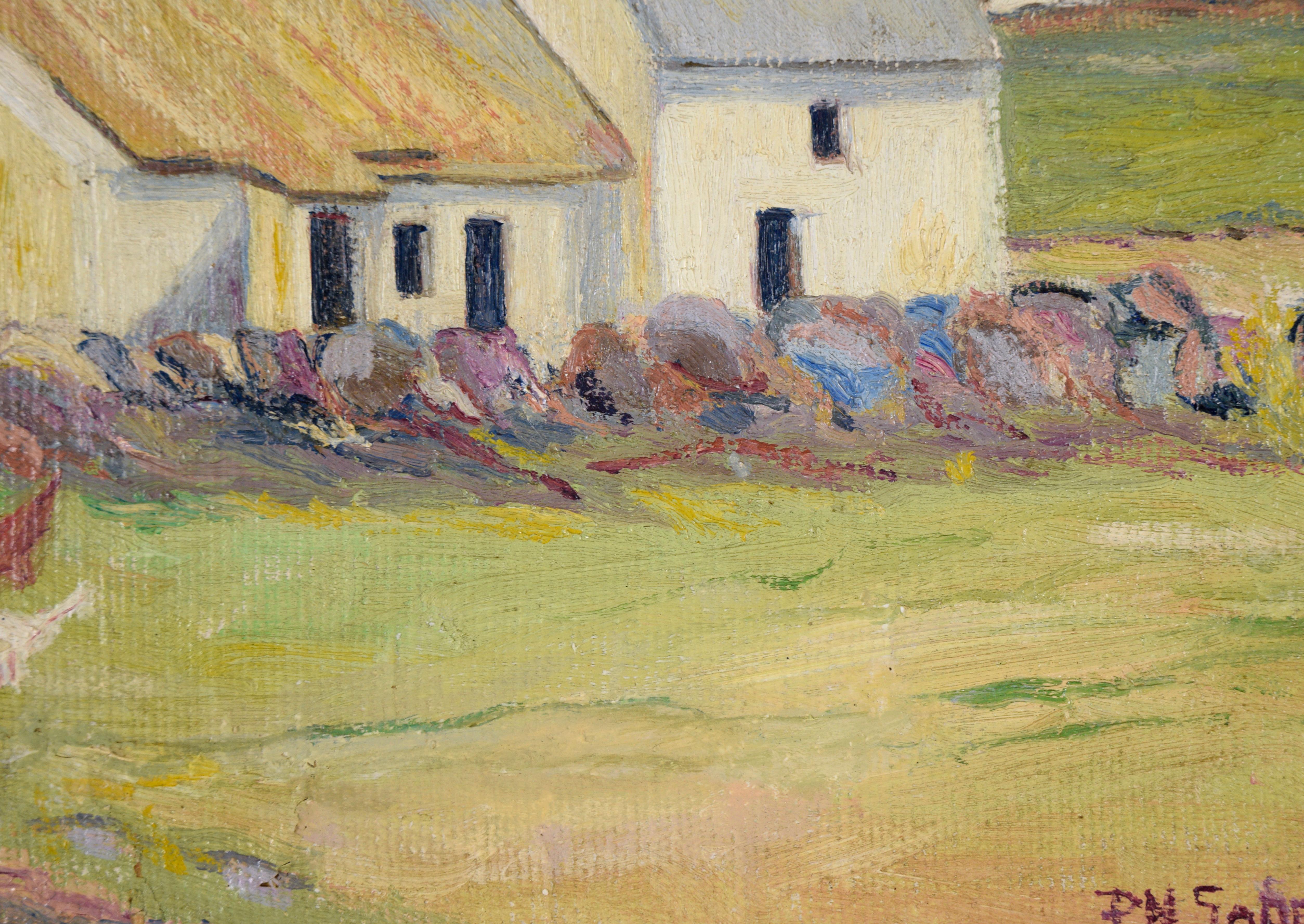 Flanders Country Cottage with Chickens Rural Belgium Landscape in Oil on Canvas For Sale 4
