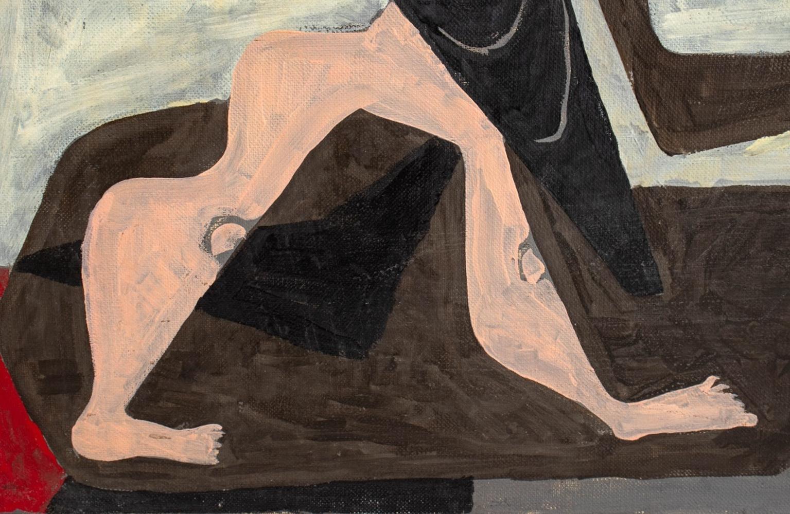 Milieu du XXe siècle Composition figurative cubiste de P. Oliver-Smith en vente