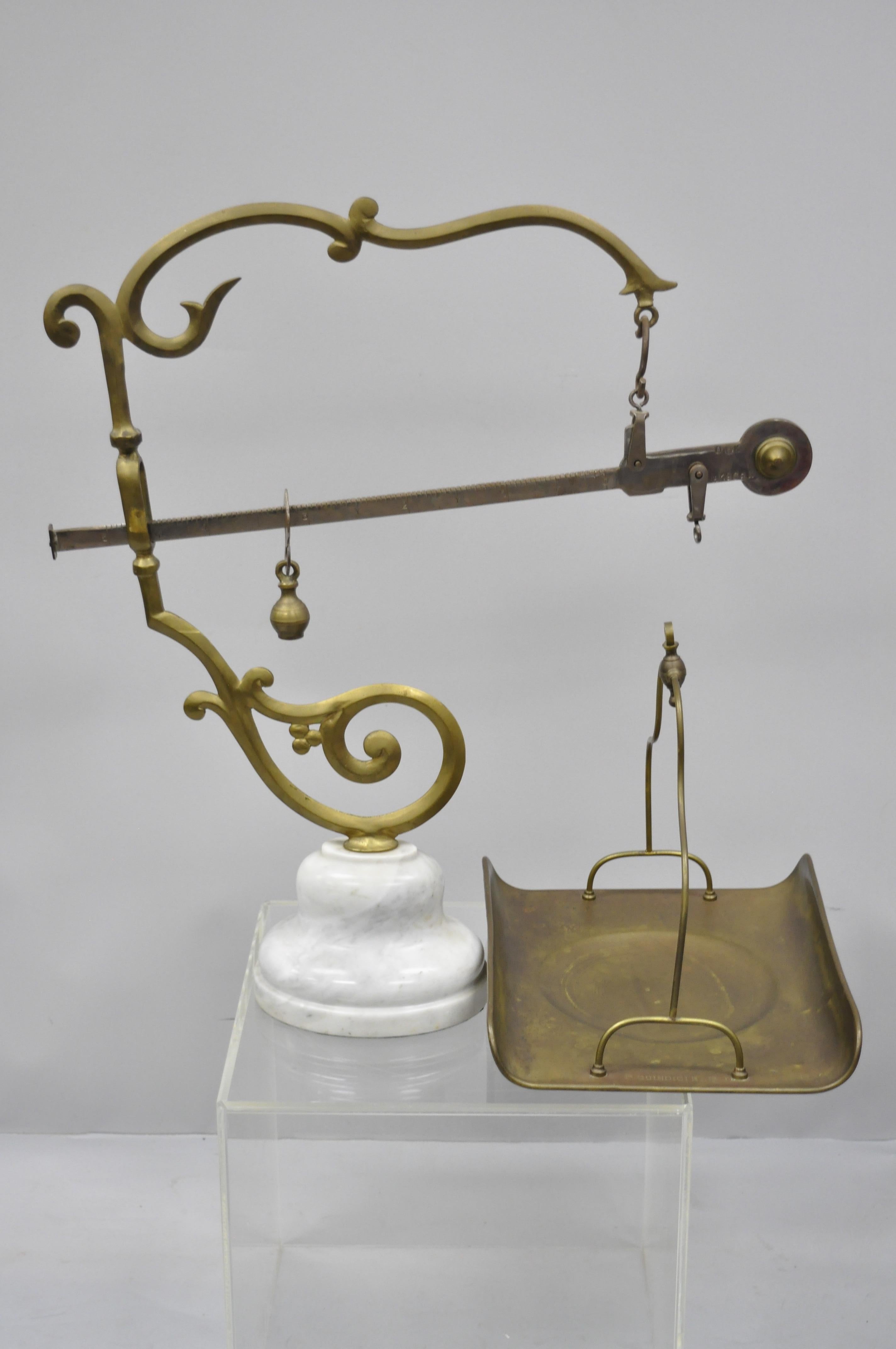 P. Quindici 19th Century Chilog Balance Scale Brass and Marble 3
