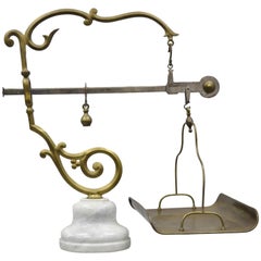 P. Quindici 19th Century Chilog Balance Scale Brass and Marble