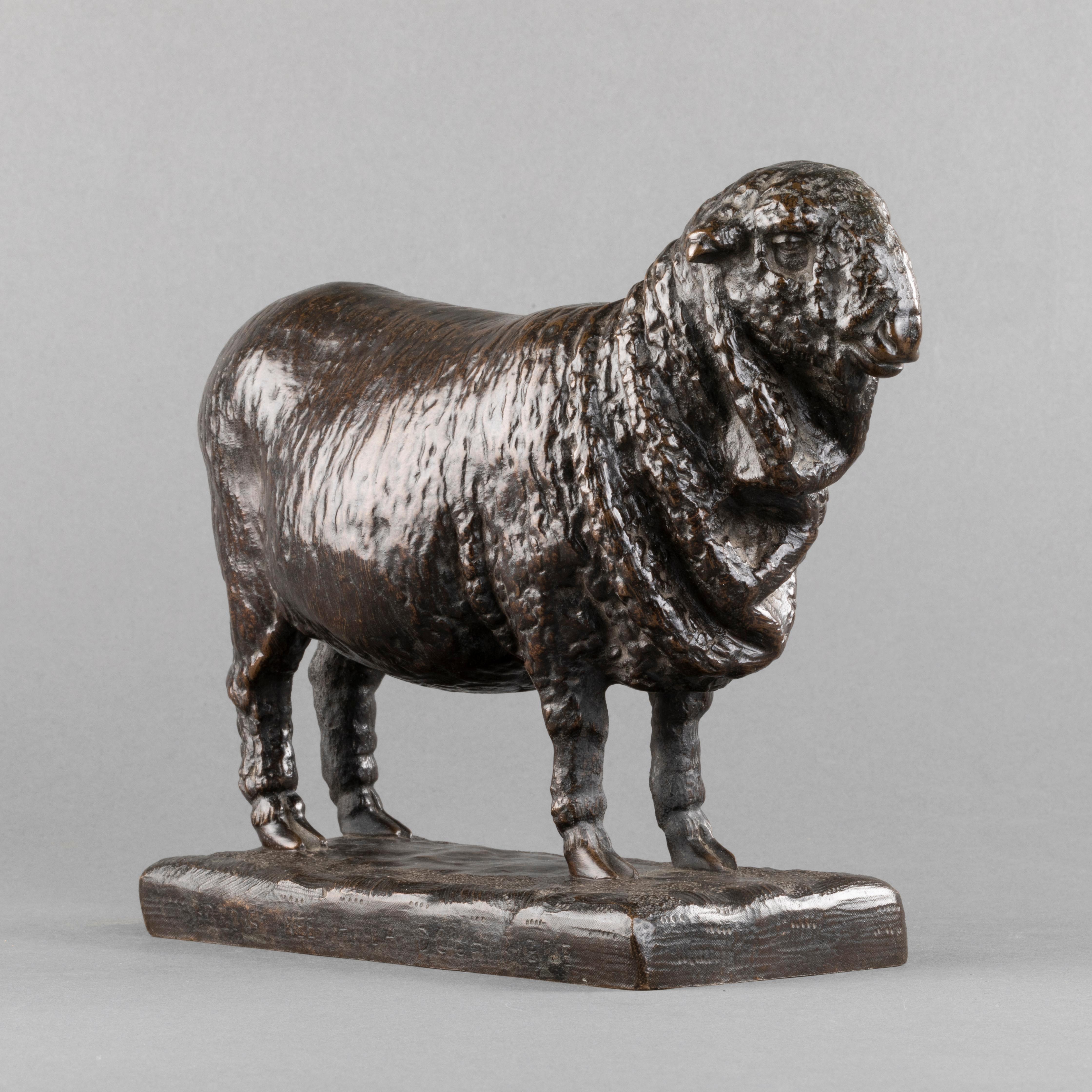 French P-R Christophe (Attrib) : Rare ewe in black patinated bronze, circa 1925   For Sale