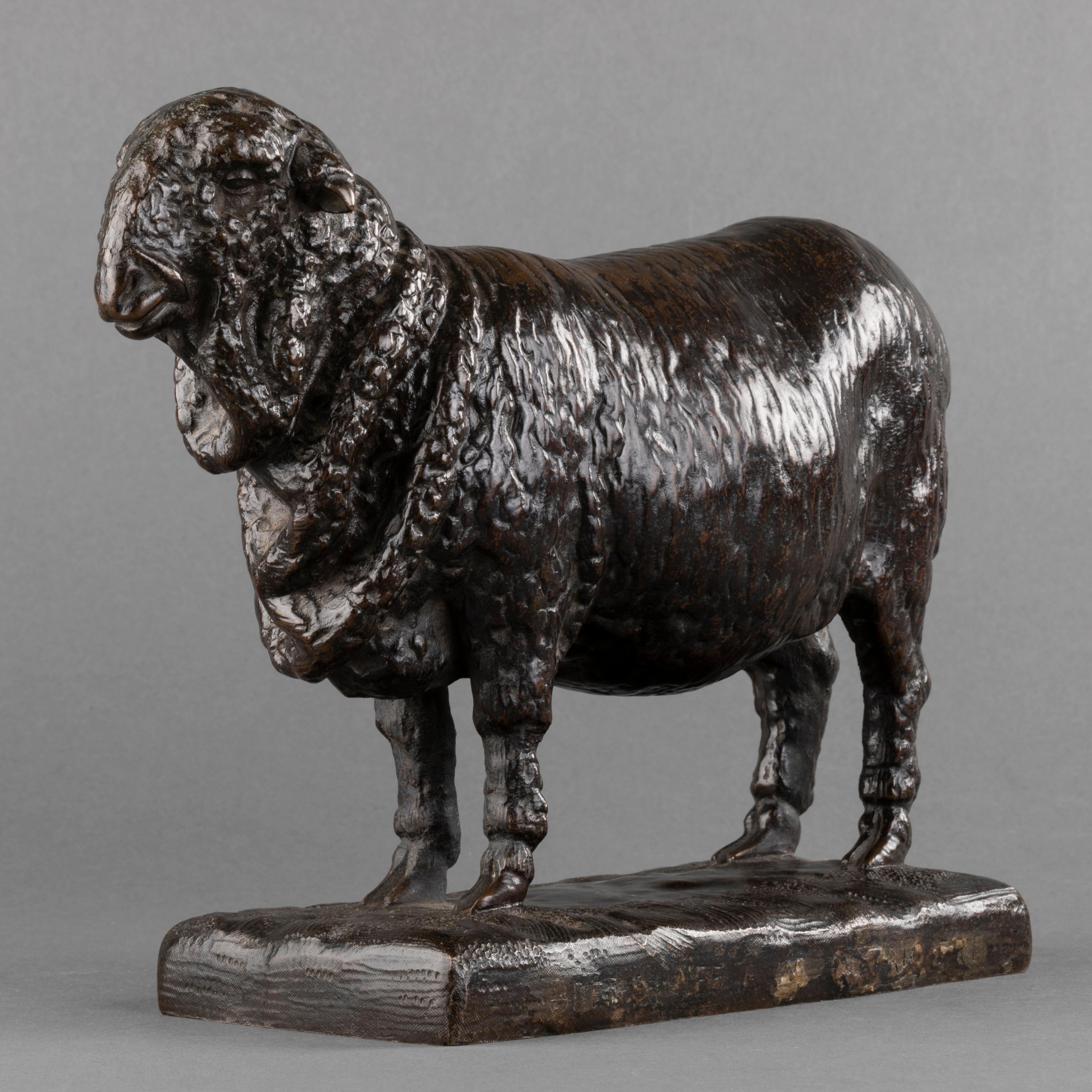 Patinated P-R Christophe (Attrib) : Rare ewe in black patinated bronze, circa 1925   For Sale