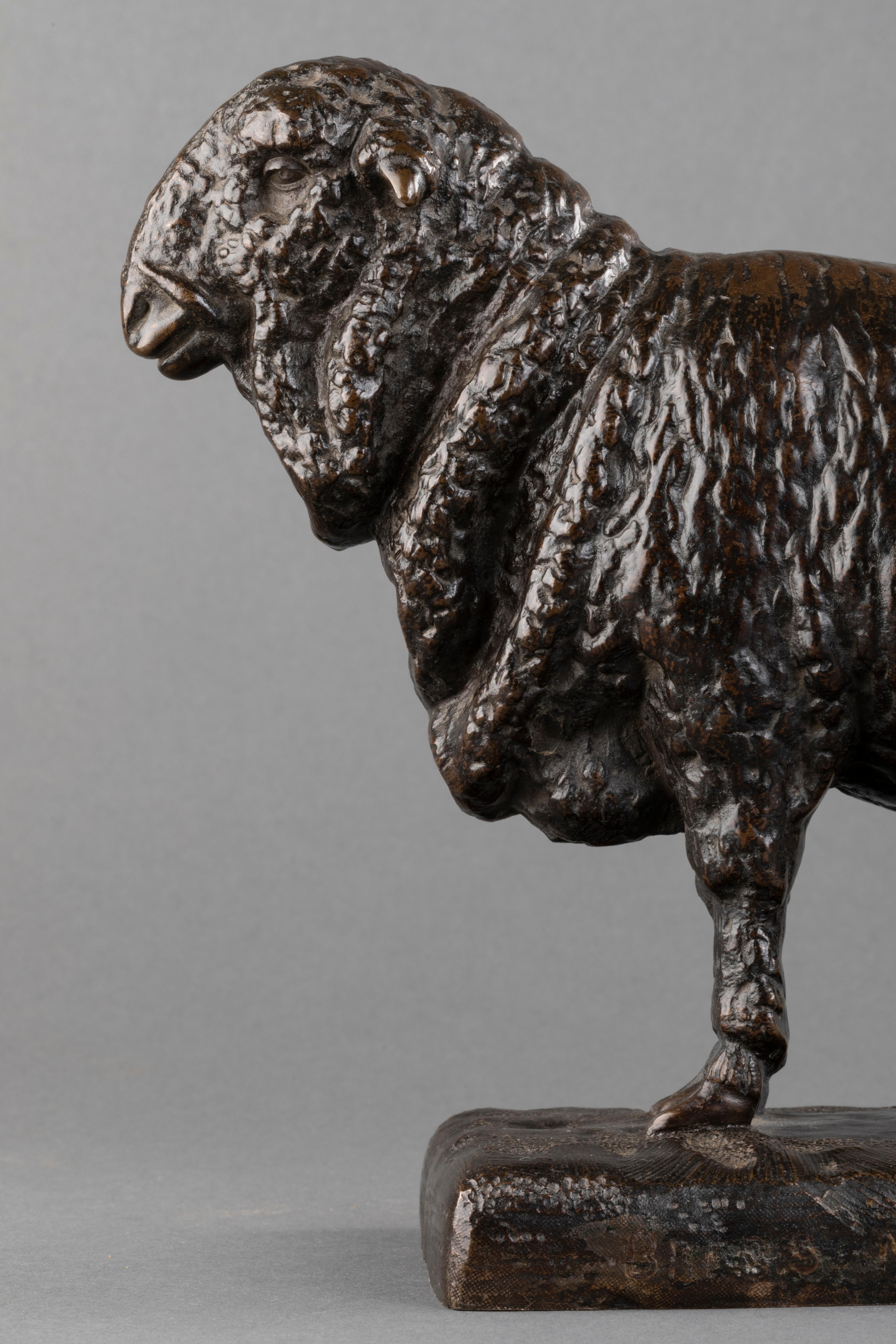 Bronze P-R Christophe (Attrib) : Rare ewe in black patinated bronze, circa 1925   For Sale