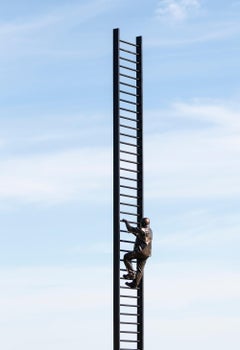 Ascent - figurative, sculpture, tall, contemporary, bronze, steel