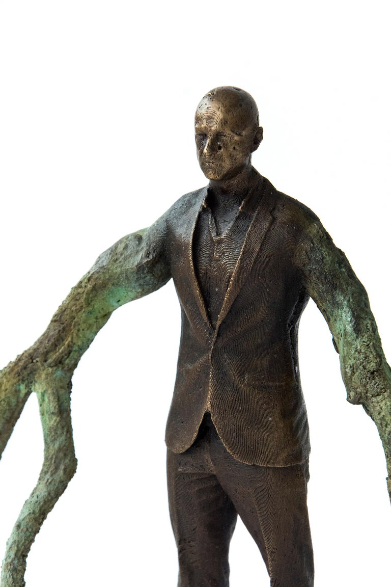Branch Executive - small, bronze surrealist male sculpture - Sculpture by Roch Smith