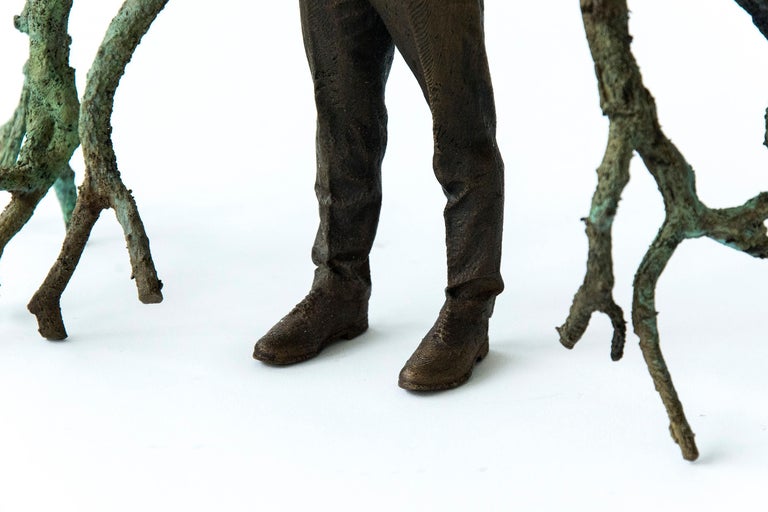 Branch Executive - small, bronze surrealist male sculpture - Contemporary Sculpture by Roch Smith