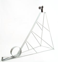 Downhill (Knight Ave) - tall, narrative, figurative, male, bronze sculpture