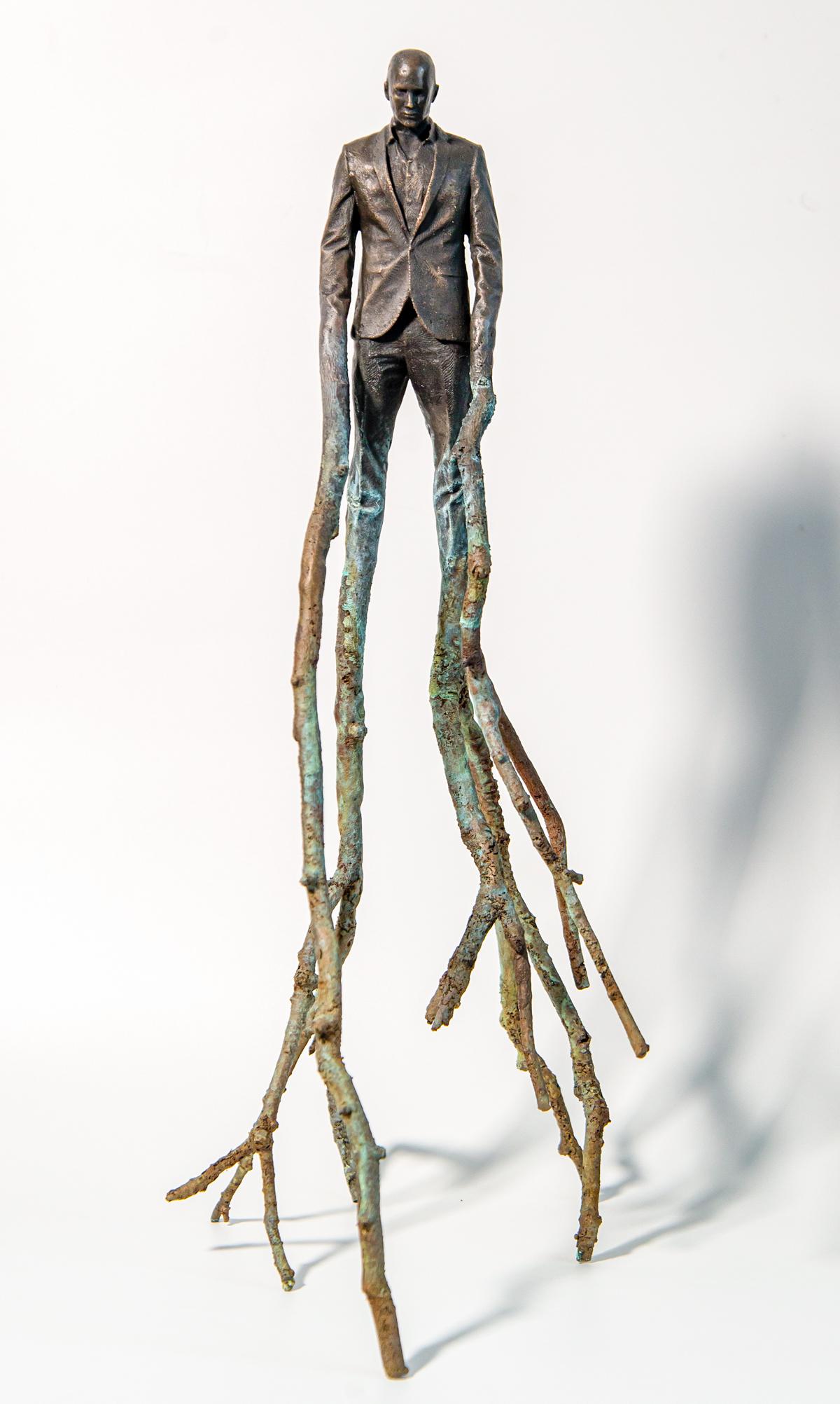 Roch Smith Figurative Sculpture - Dream Walker - surrealist, abstracted, figurative, male, bronze sculpture