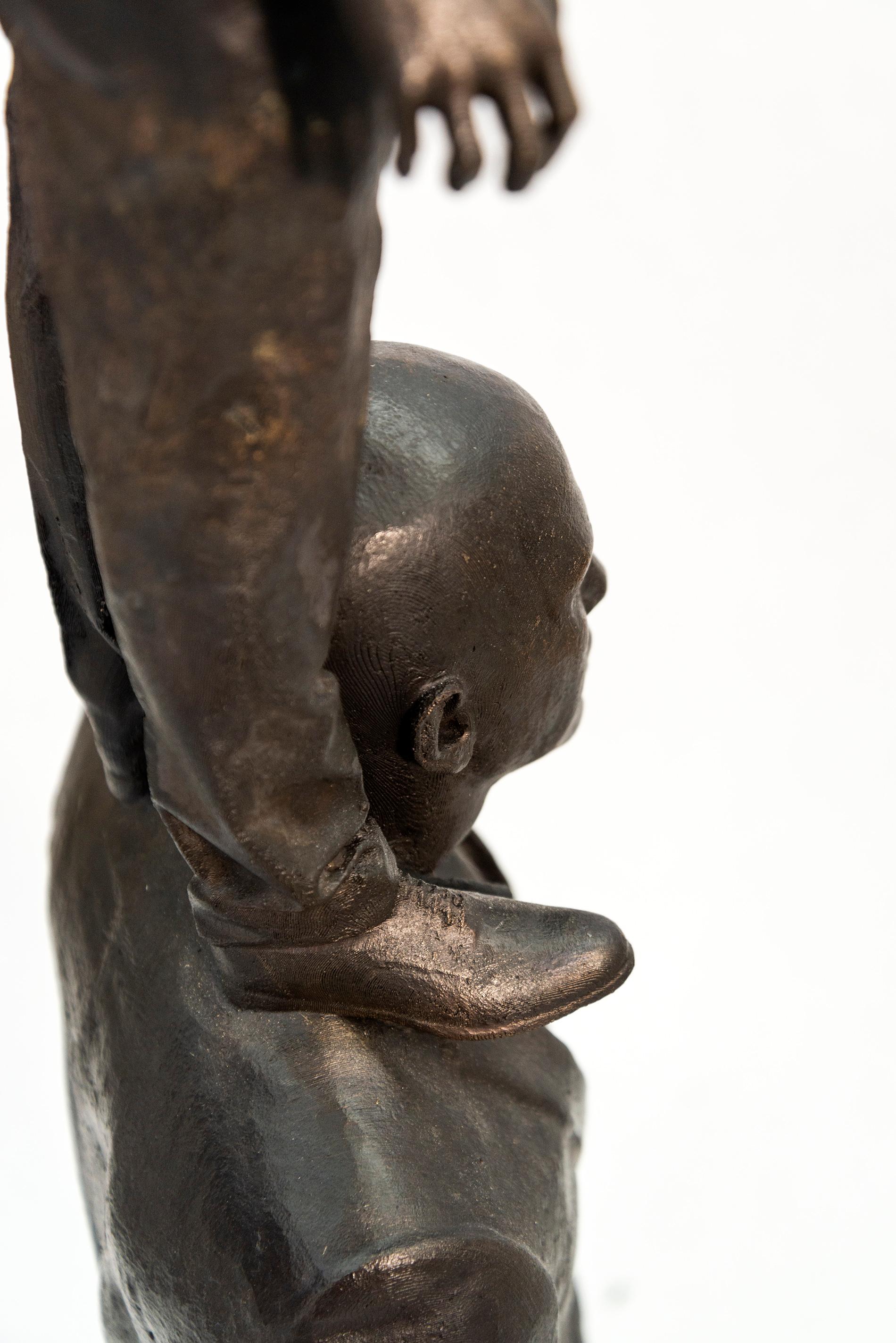 Evolution of a Vantage Point 1/4 - surrealist, male, figurative bronze sculpture 7