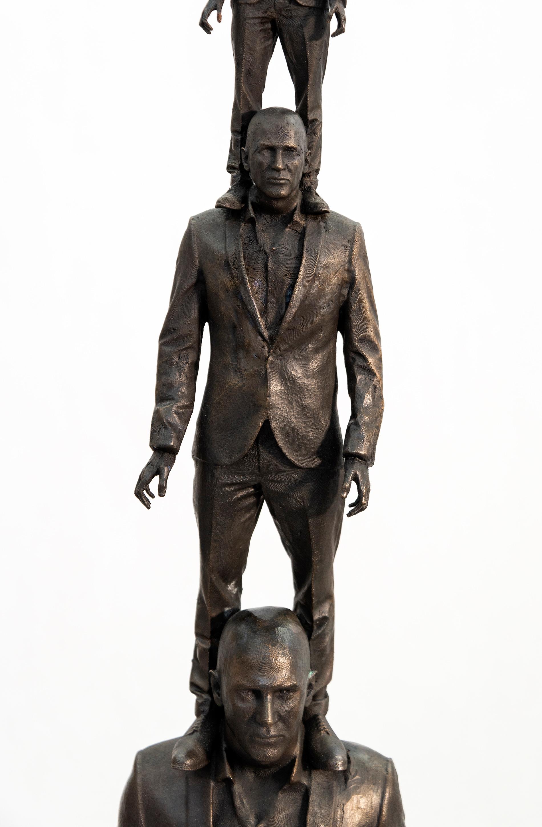 Evolution of a Vantage Point 1/4 - surrealist, male, figurative bronze sculpture - Contemporary Sculpture by Roch Smith
