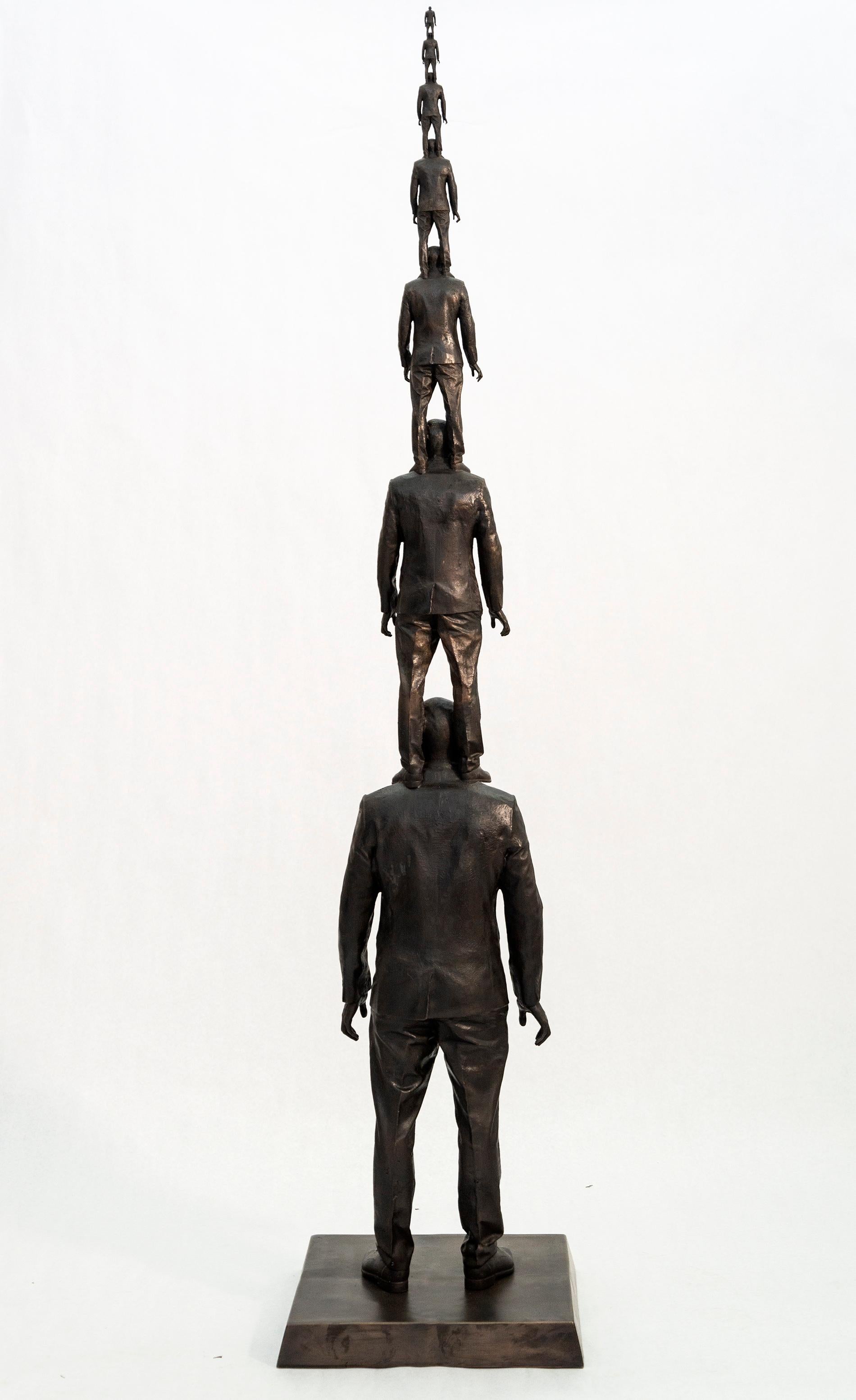Evolution of a Vantage Point 1/4 - surrealist, male, figurative bronze sculpture 2