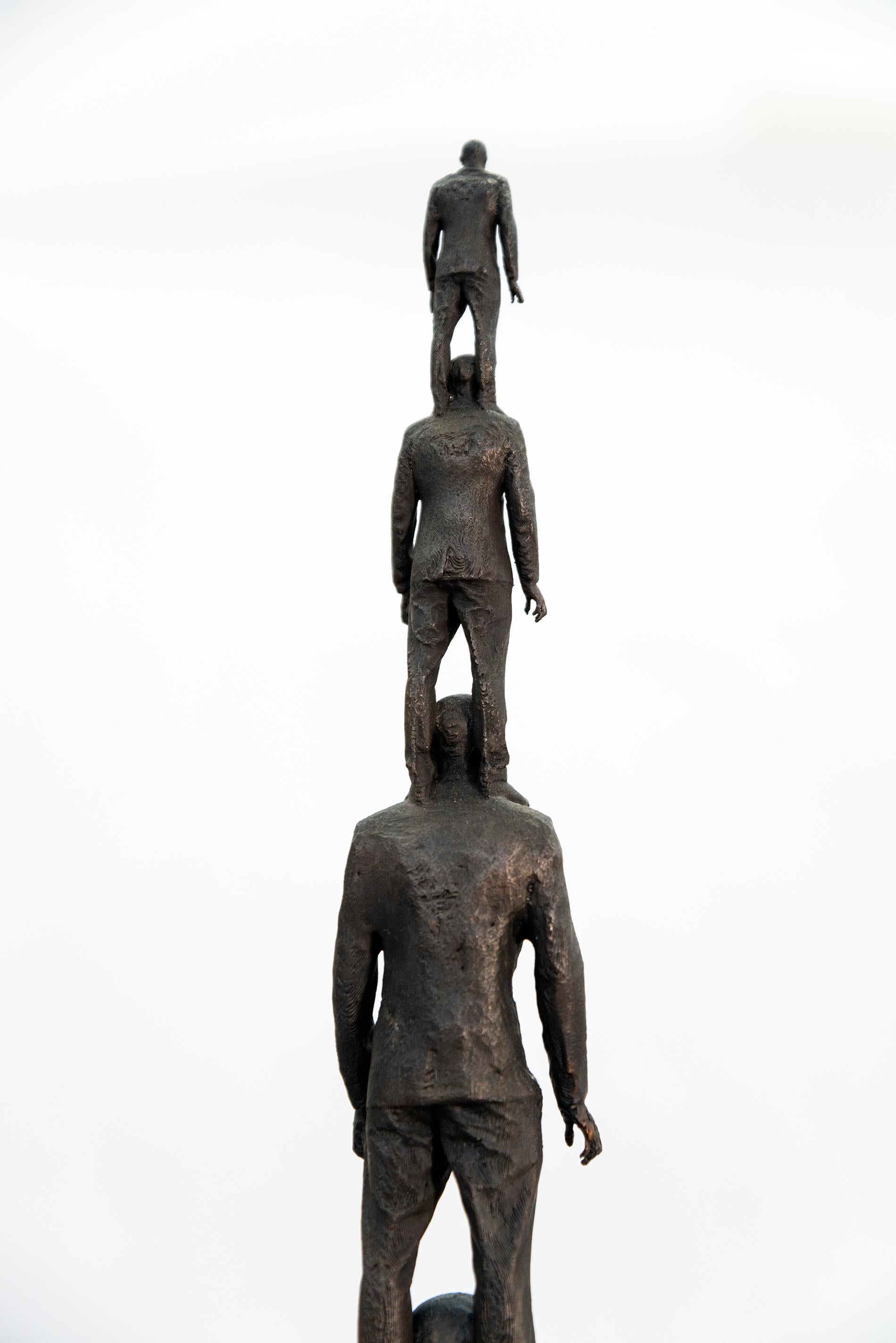 Evolution of a Vantage Point 1/4 - surrealist, male, figurative bronze sculpture 3