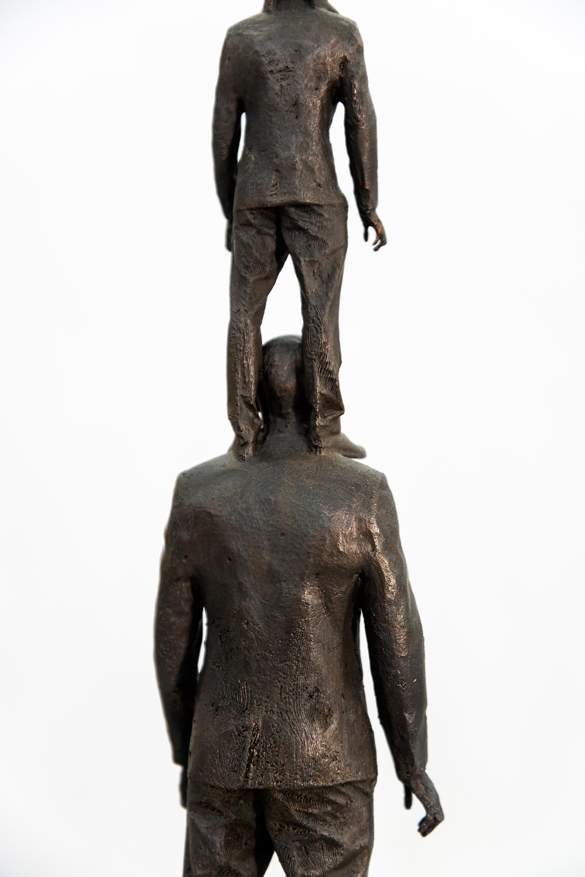 Evolution of a Vantage Point 1/4 - surrealist, male, figurative bronze sculpture 4