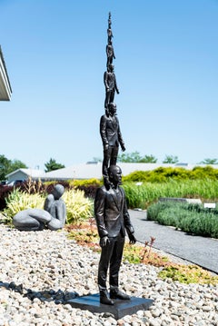 Evolution of a Vantage Point 4/4 - surrealist, male, figurative bronze sculpture