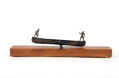 Gunnel Bobbing 1/3 - Surrealistisch, Kanus, figurativ, Holz, Bronze, Skulptur
