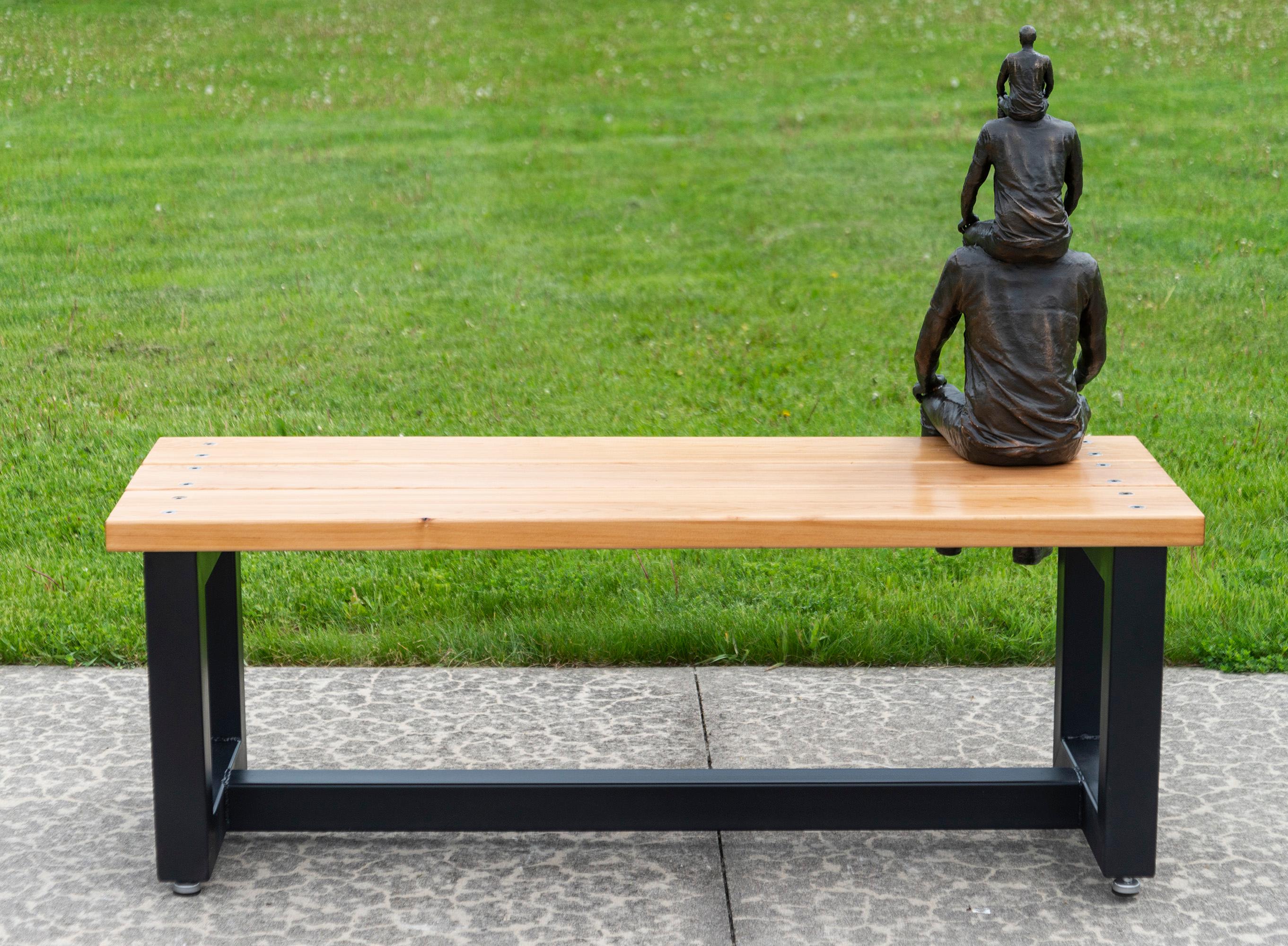 Kinship - surrealist, male, figurative, bronze outdoor furniture sculpture in vendita 3