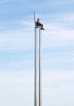 Vista - tall, playful, figurative, bronze, steel, outdoor sculpture