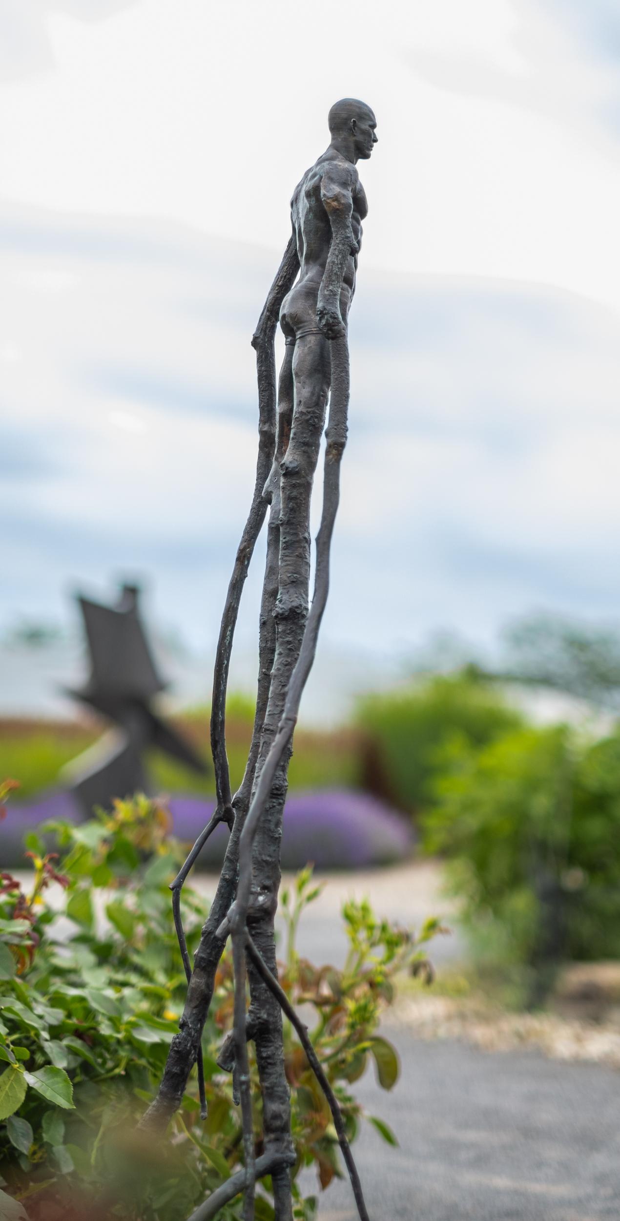 Wanderer - surrealist, contemporary, figurative, bronze, outdoor sculpture - Contemporary Sculpture by Roch Smith