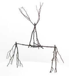 Skurrile Untergründe - surrealistische, abstrakte, männliche figurative Bronzeskulptur