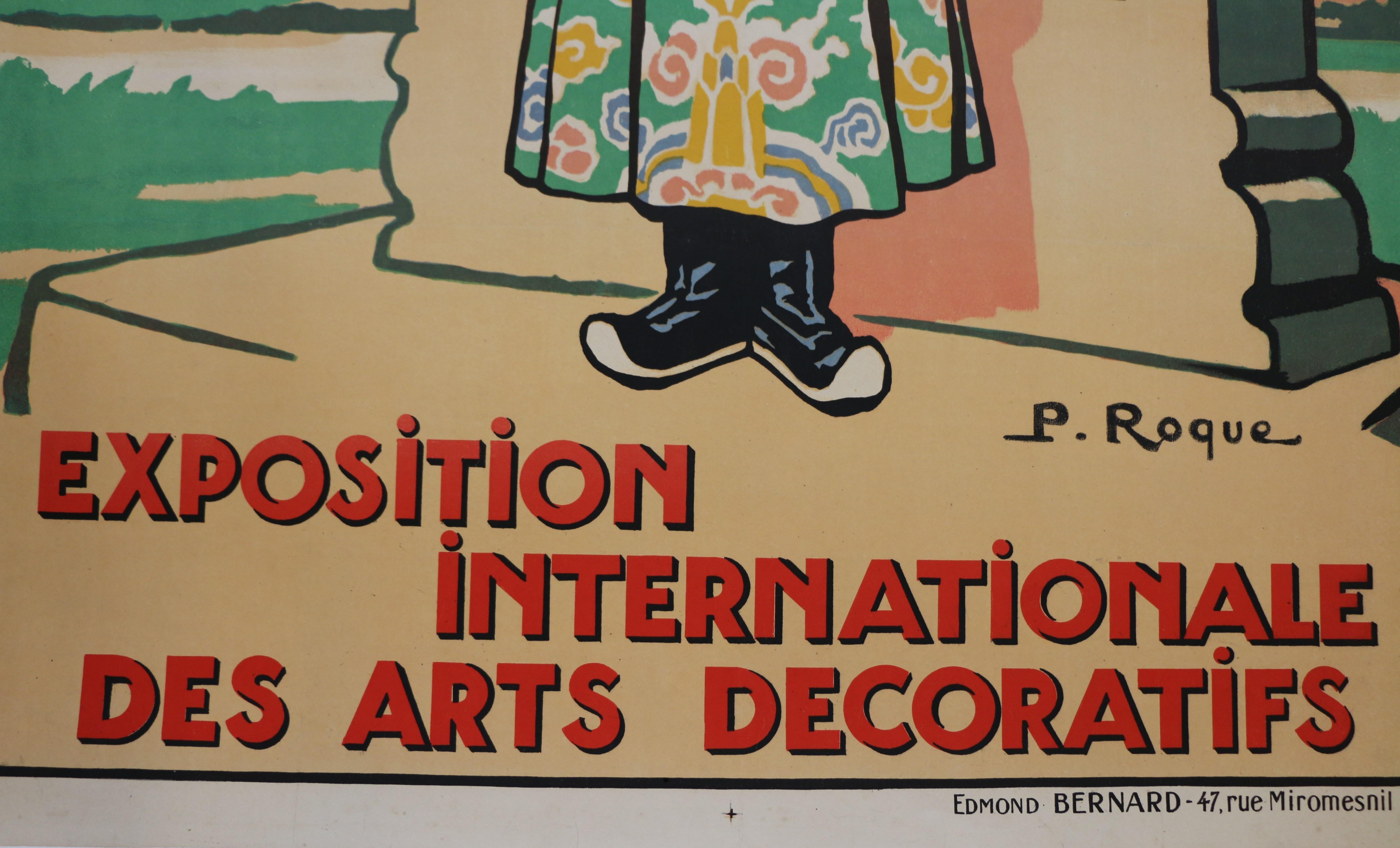 P. ROQUE, cartel para la Exposición Internacional de Artes Decorativas - Print de P. Roque