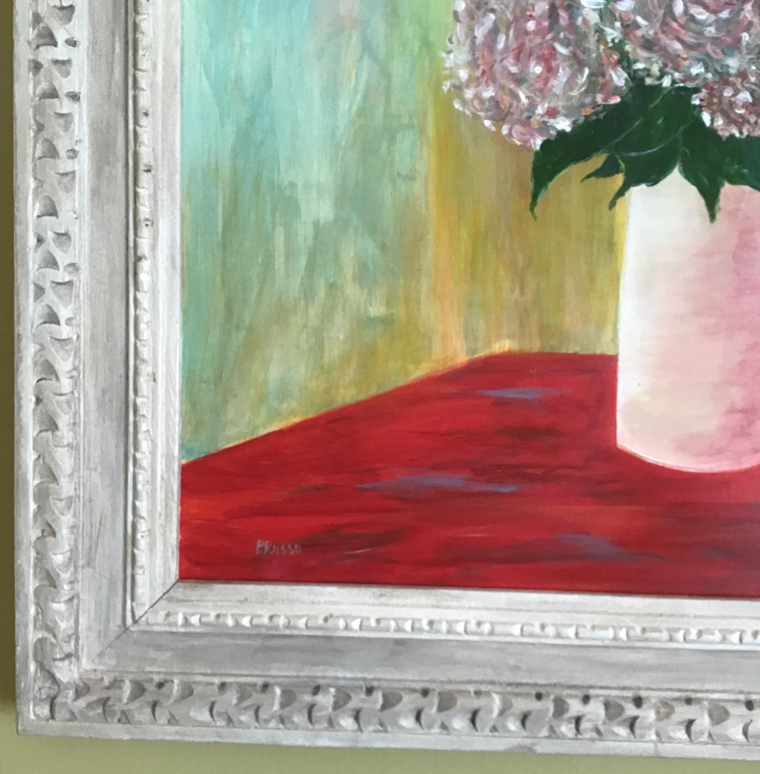 Impressionista Modernista Floreale  Quadro di natura morta rosso di grandi dimensioni in vendita 6