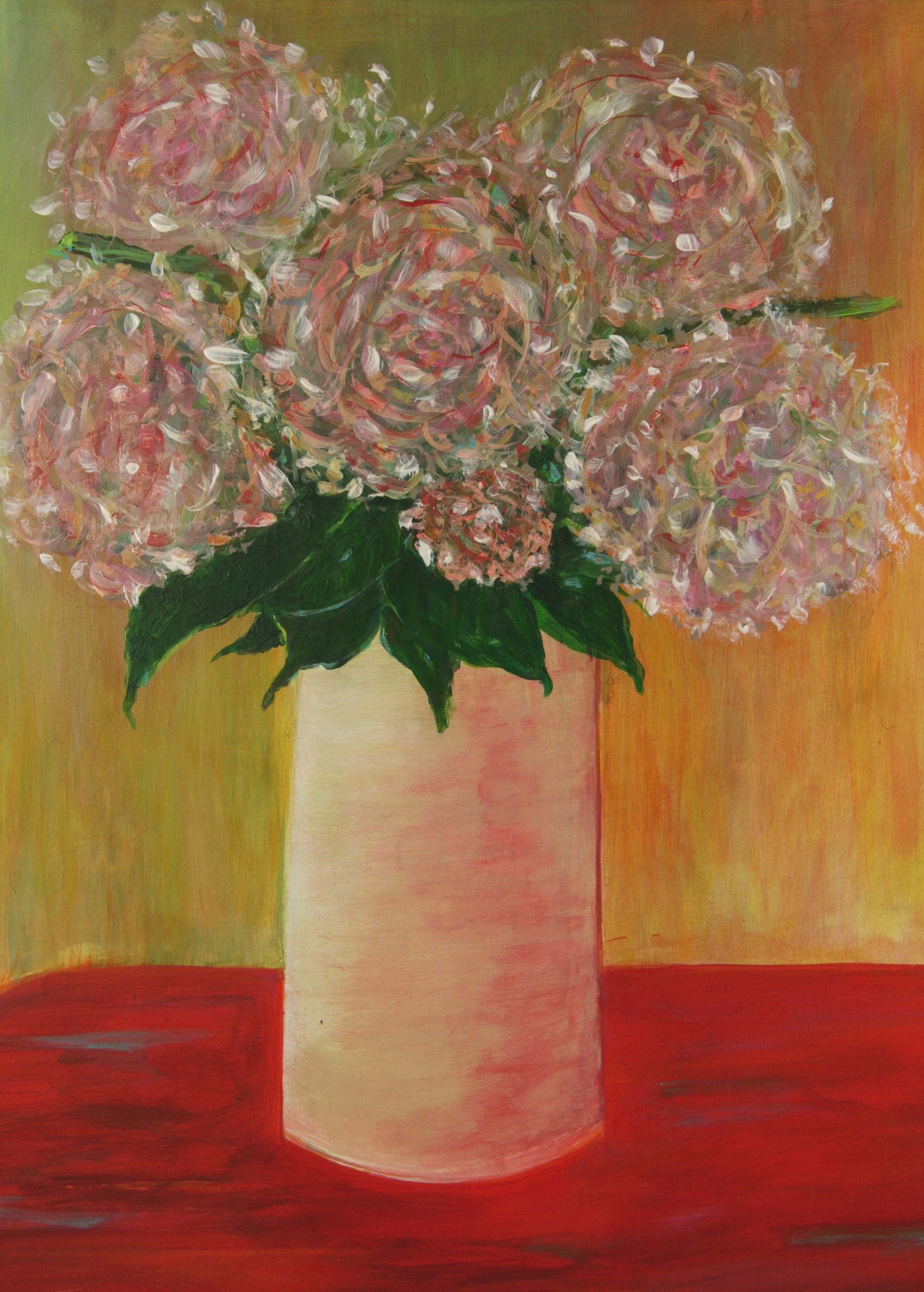 Impressionista Modernista Floreale  Quadro di natura morta rosso di grandi dimensioni in vendita 2