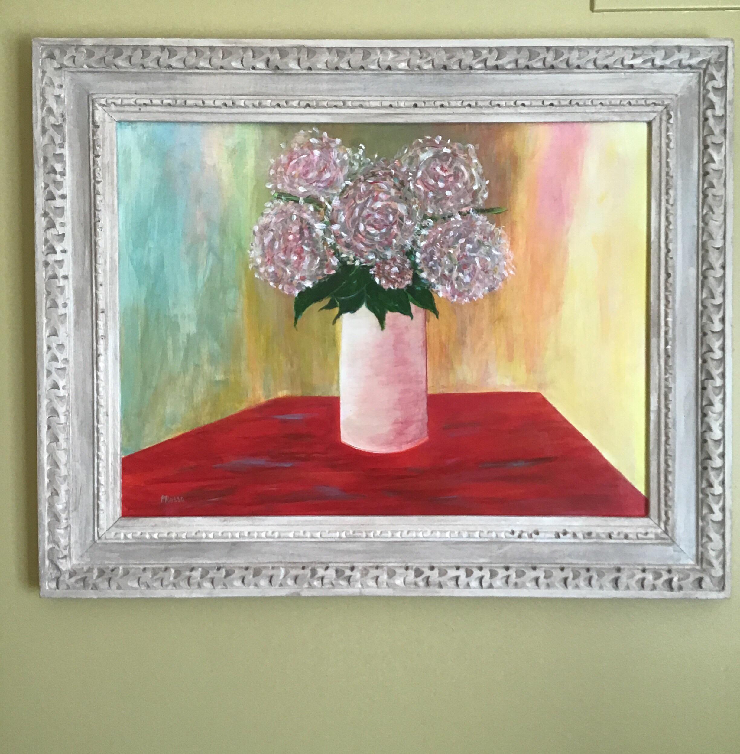 Impressionista Modernista Floreale  Quadro di natura morta rosso di grandi dimensioni in vendita 5