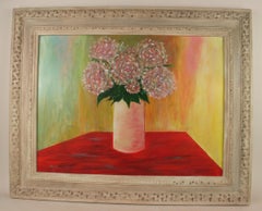Impressionist Modernist Floral  Red Large Still Life Painting