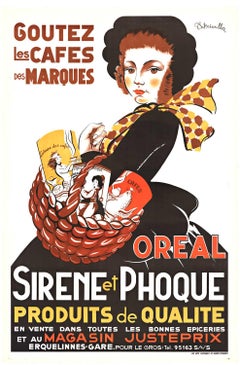 Orignal " Oreal Sirene et Phoque" 1940s coffee poster