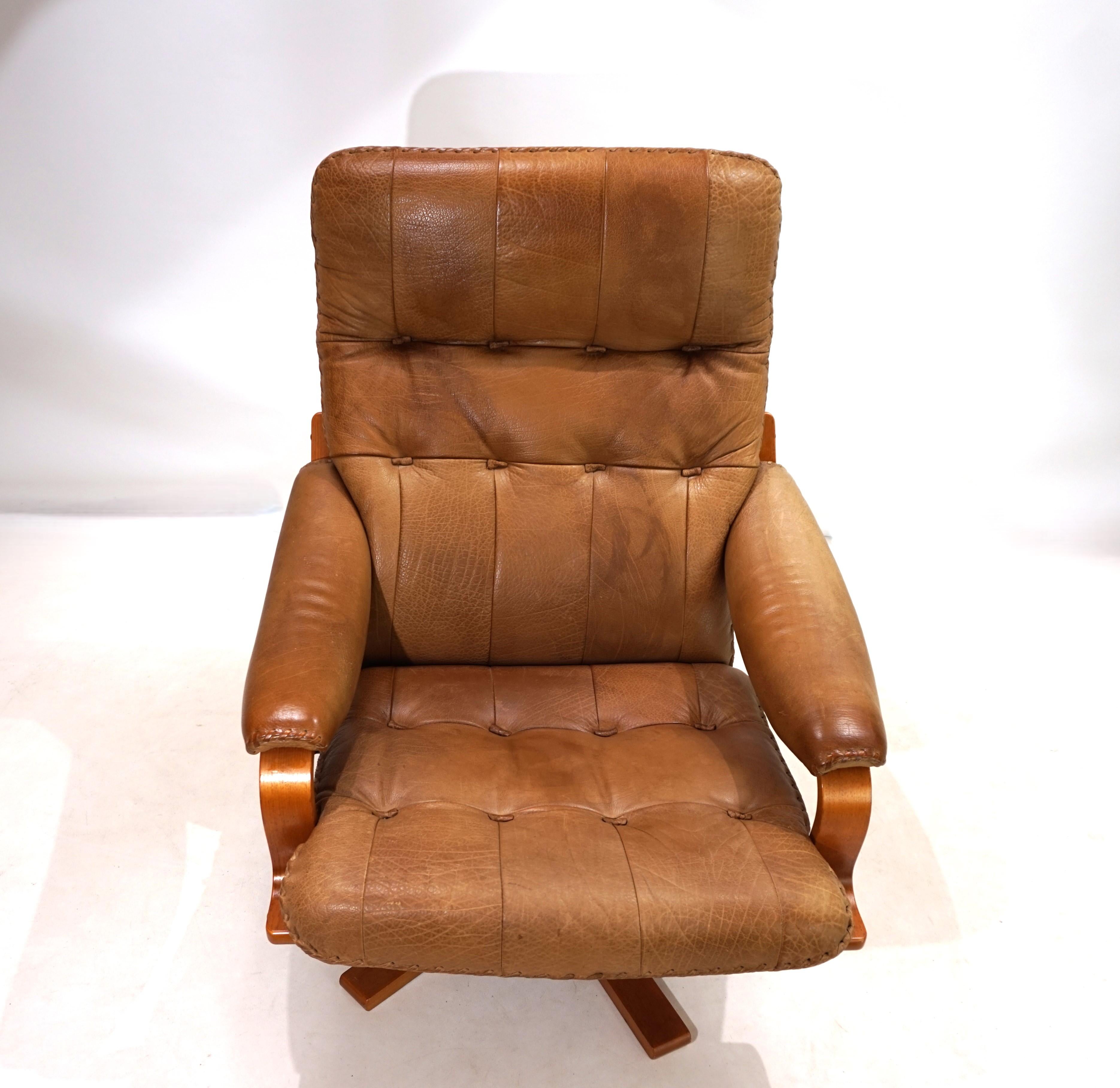 Danois P. A. Schultz & Co. Fauteuil en cuir du Danemark, 1960 en vente