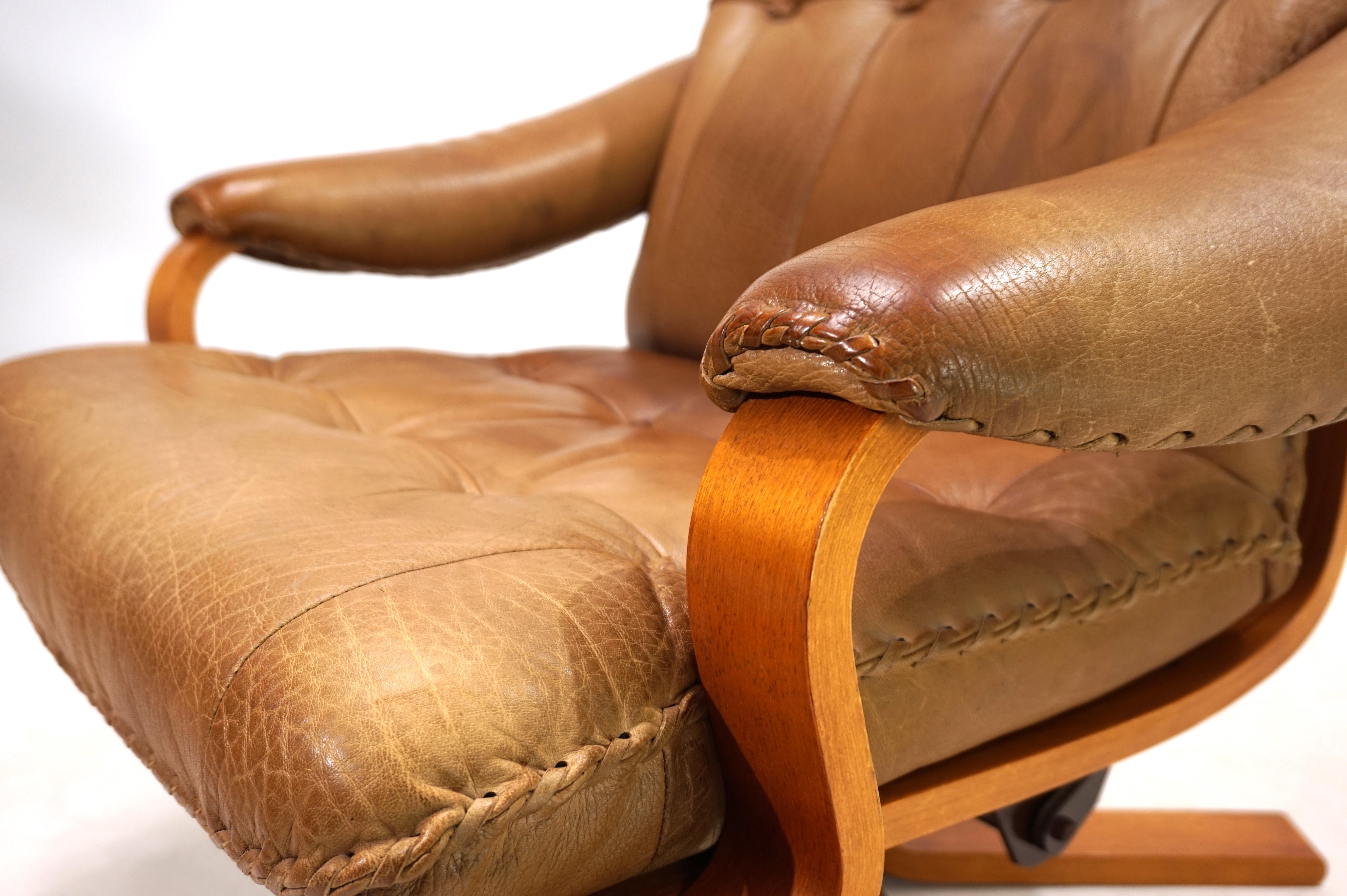 Cuir P. A. Schultz & Co. Fauteuil en cuir du Danemark, 1960 en vente