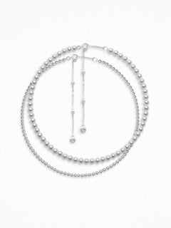 P Set Of 2 Chokers in 925 Sterling Silver & Freshwater Pearls by O Sh