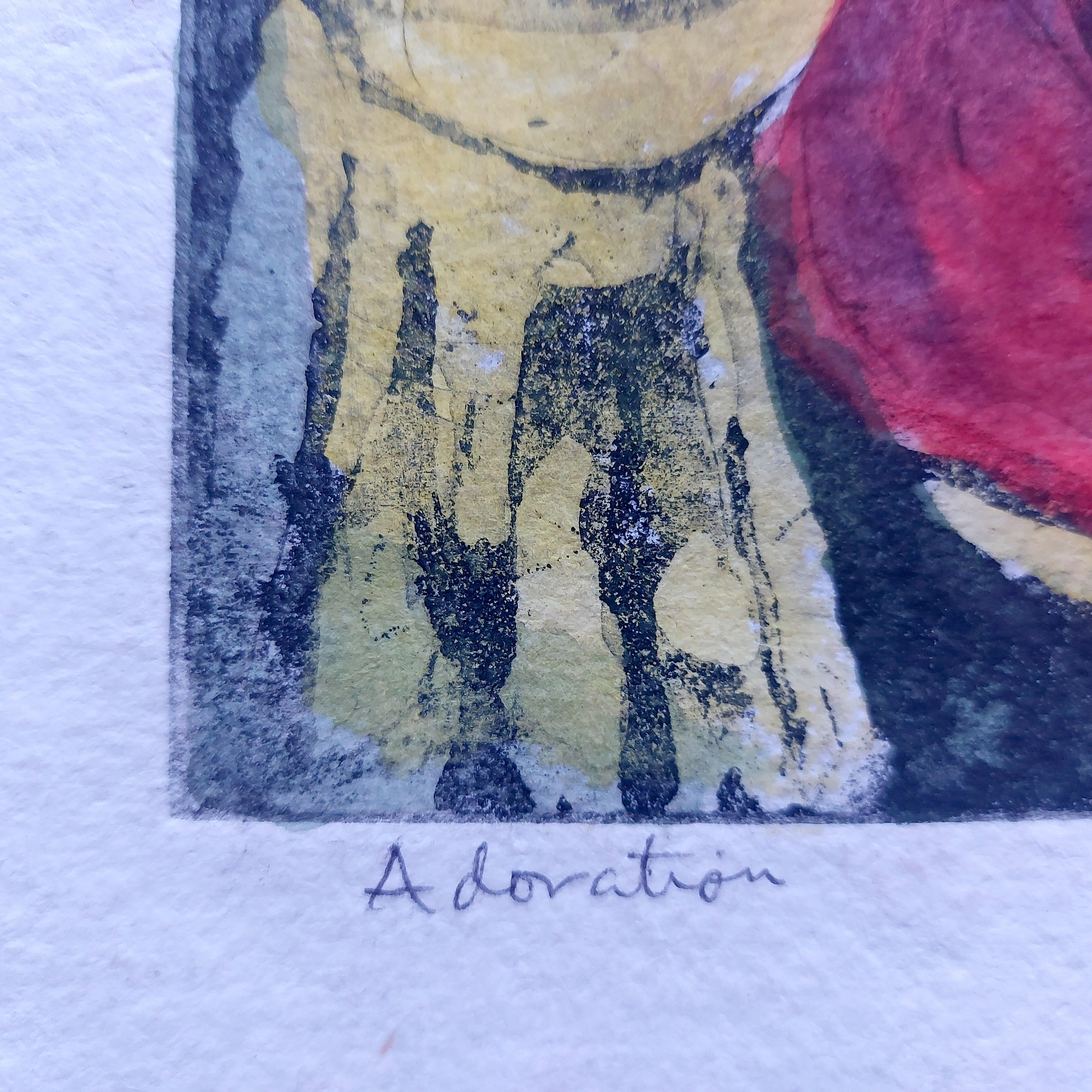Arte Indio Moderno Adoración Madre Hijo Acuarela Pintura India en venta 6