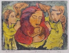 Modern Indian Art Adoration Mother Child Watercolour Painting India