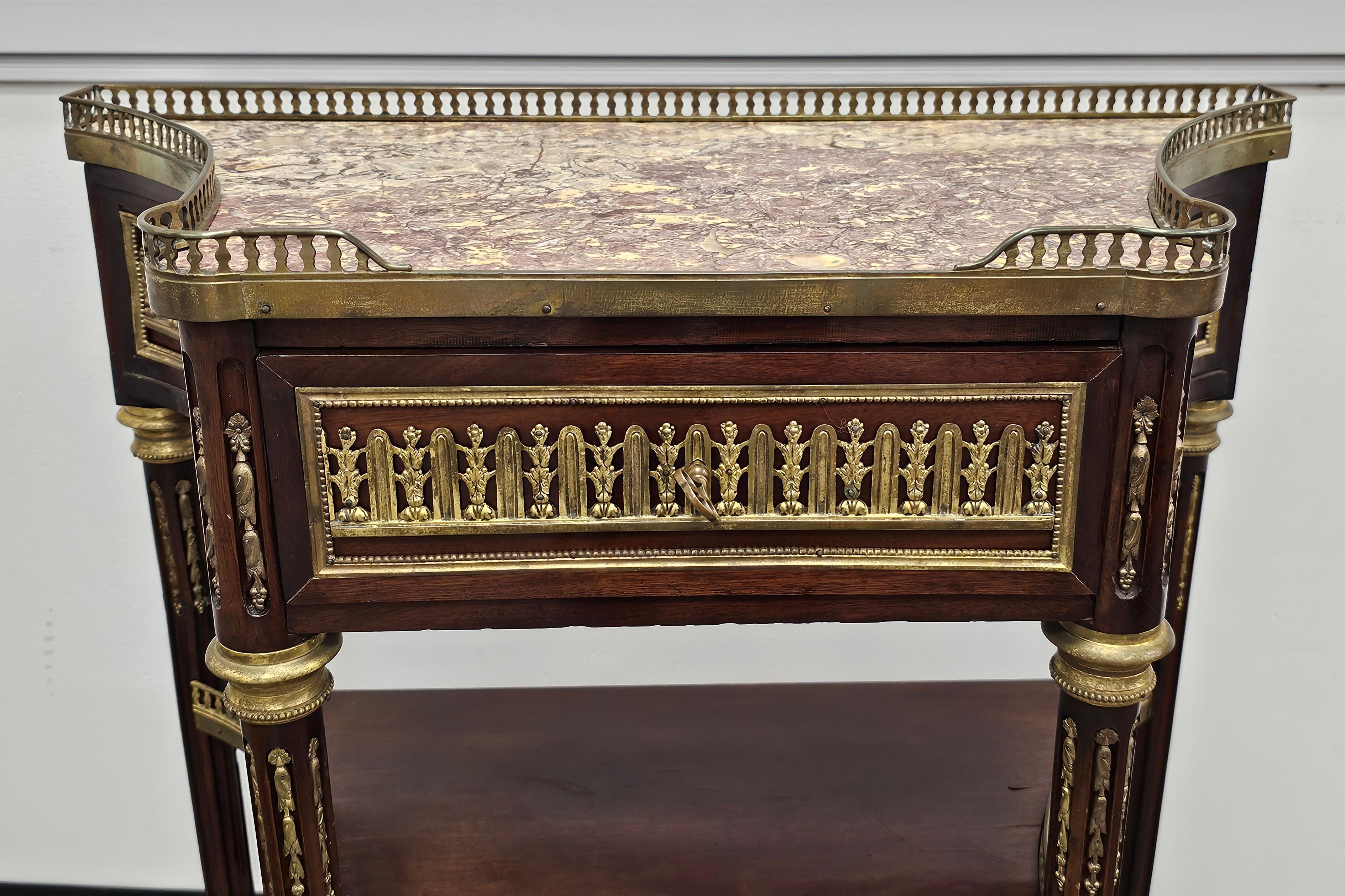 P. Sormani Attributed Mahogany, Ormolu and Brèche d'Alep marble Console Table For Sale 3