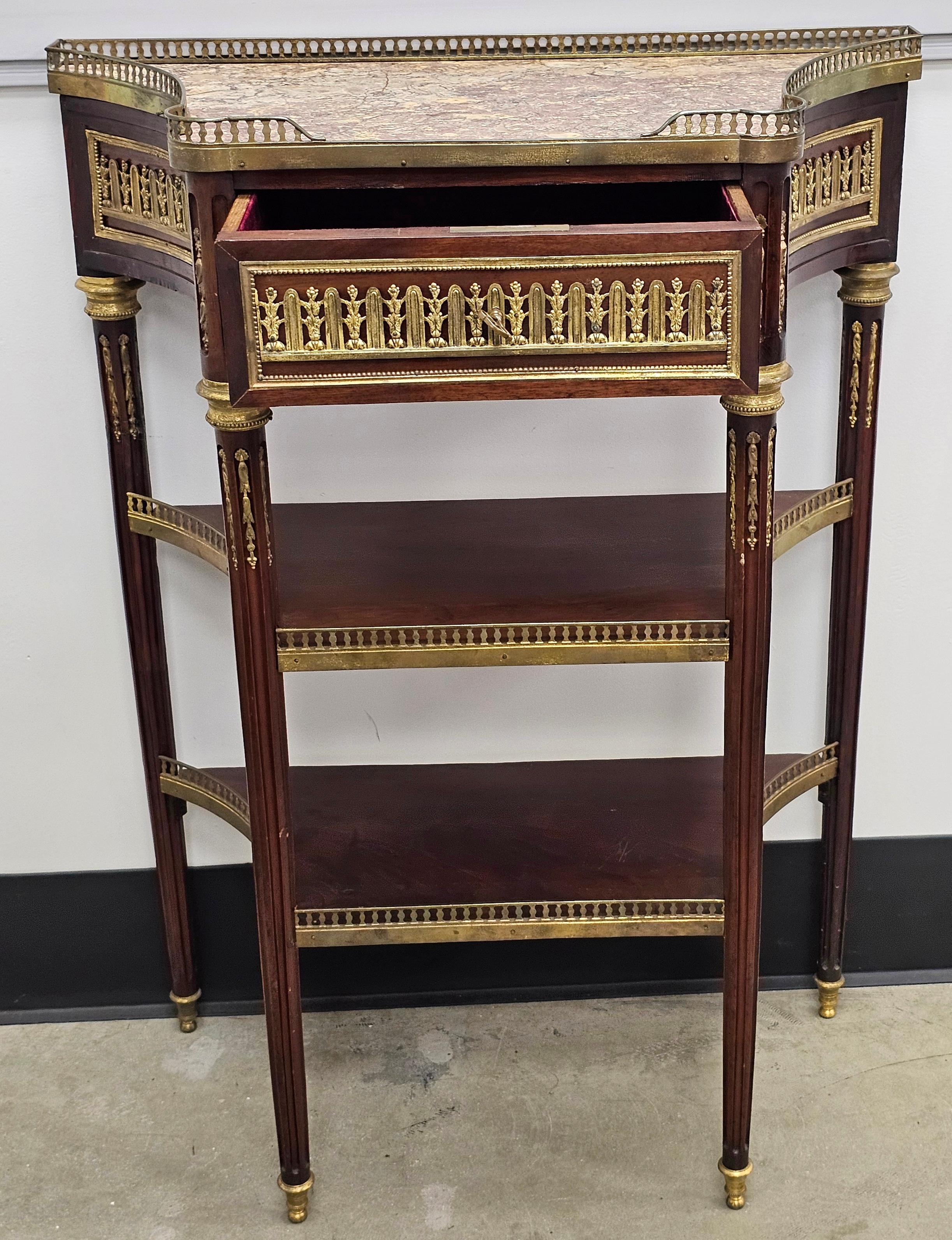 French P. Sormani Attributed Mahogany, Ormolu and Brèche d'Alep marble Console Table For Sale