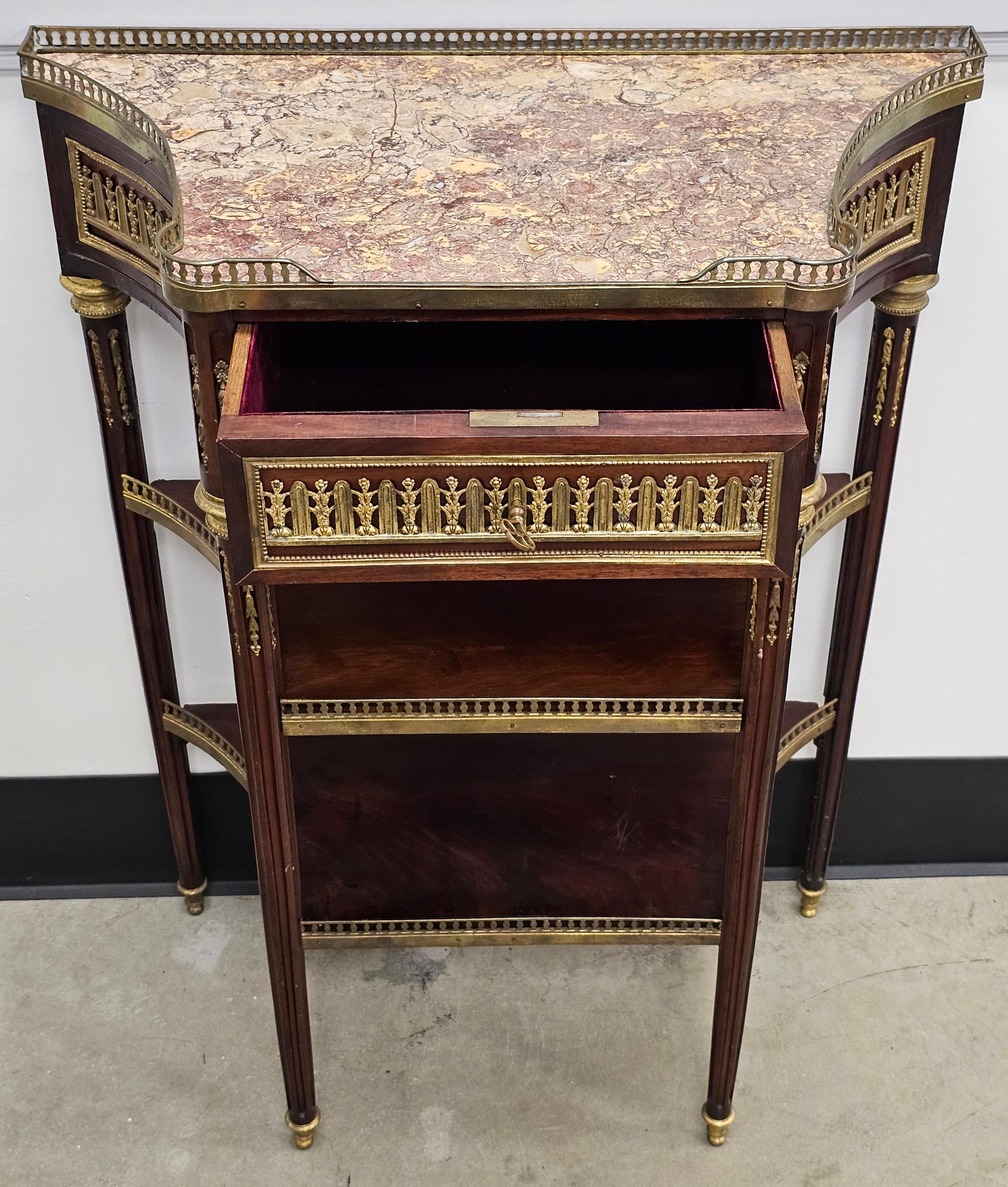P. Sormani Attributed Mahogany, Ormolu and Brèche d'Alep marble Console Table In Good Condition For Sale In Germantown, MD