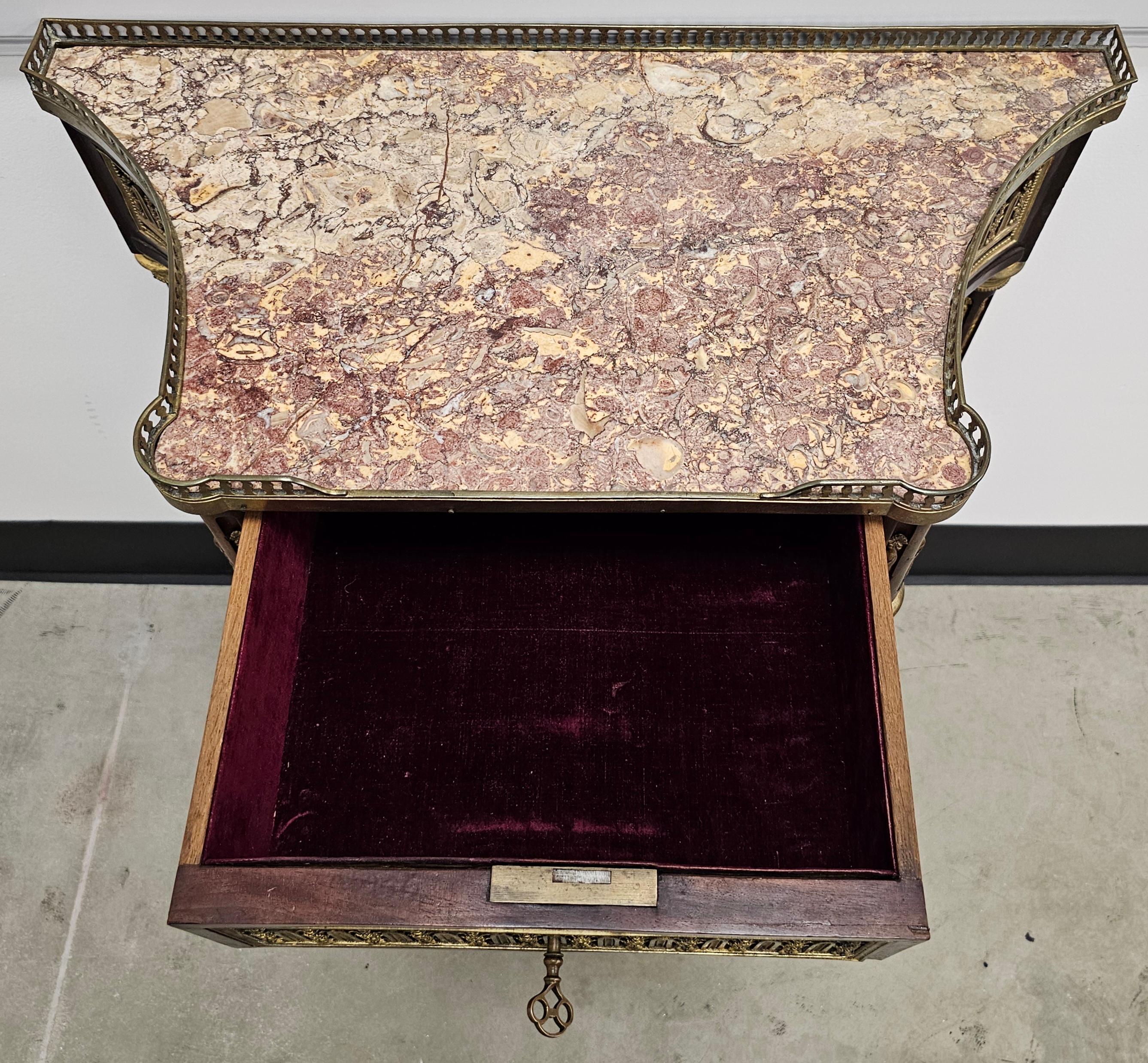 19th Century P. Sormani Attributed Mahogany, Ormolu and Brèche d'Alep marble Console Table For Sale