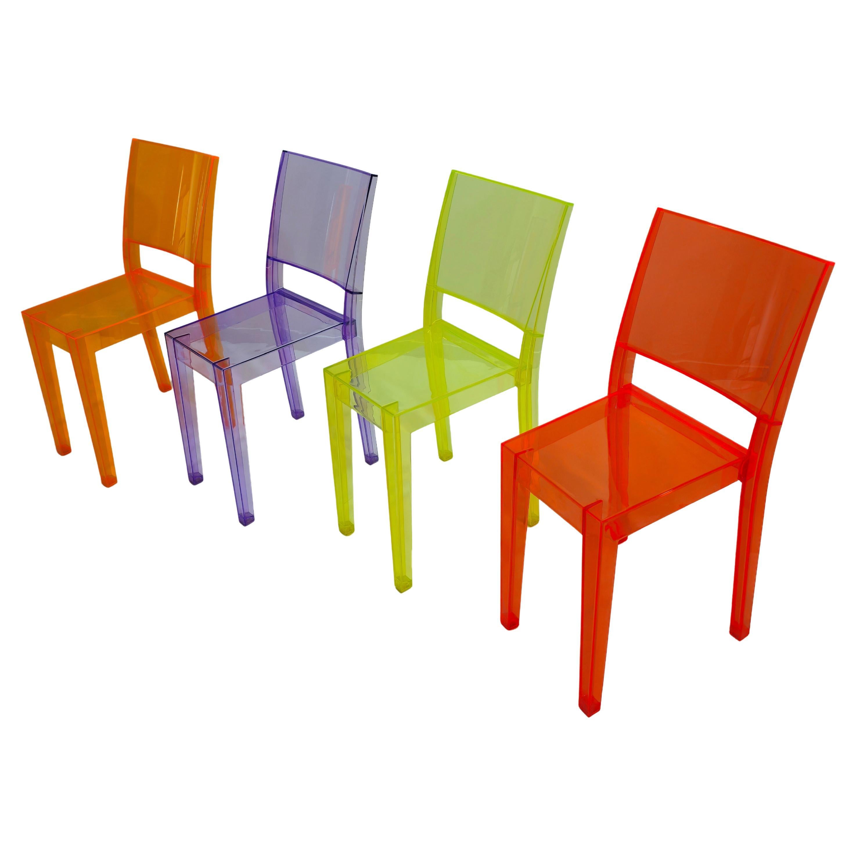 P. Starck for Kartell 4 Chairs Model La Marie in Transparent Polycarbonate Italy