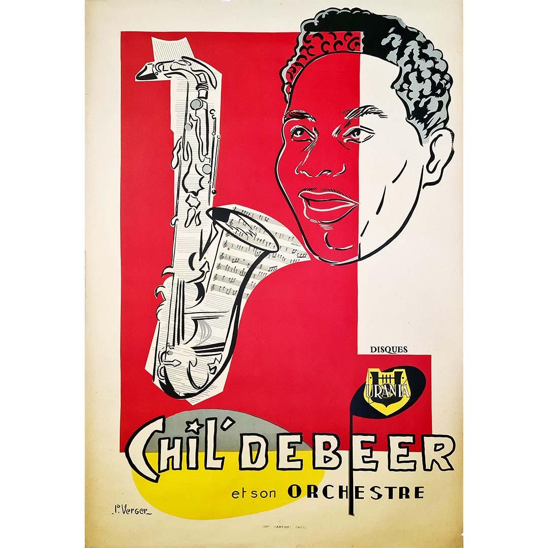 Schönes Jazzplakat aus den 40er Jahren für Chil' Debeer und sein Orchester, signiert von P. Verger.

Scheiben Urania

Gedruckt von Harfort in Paris