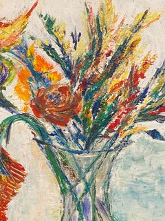 20th Century Original Expressionist Oil Painting - Beautiful Bouquet In Vase