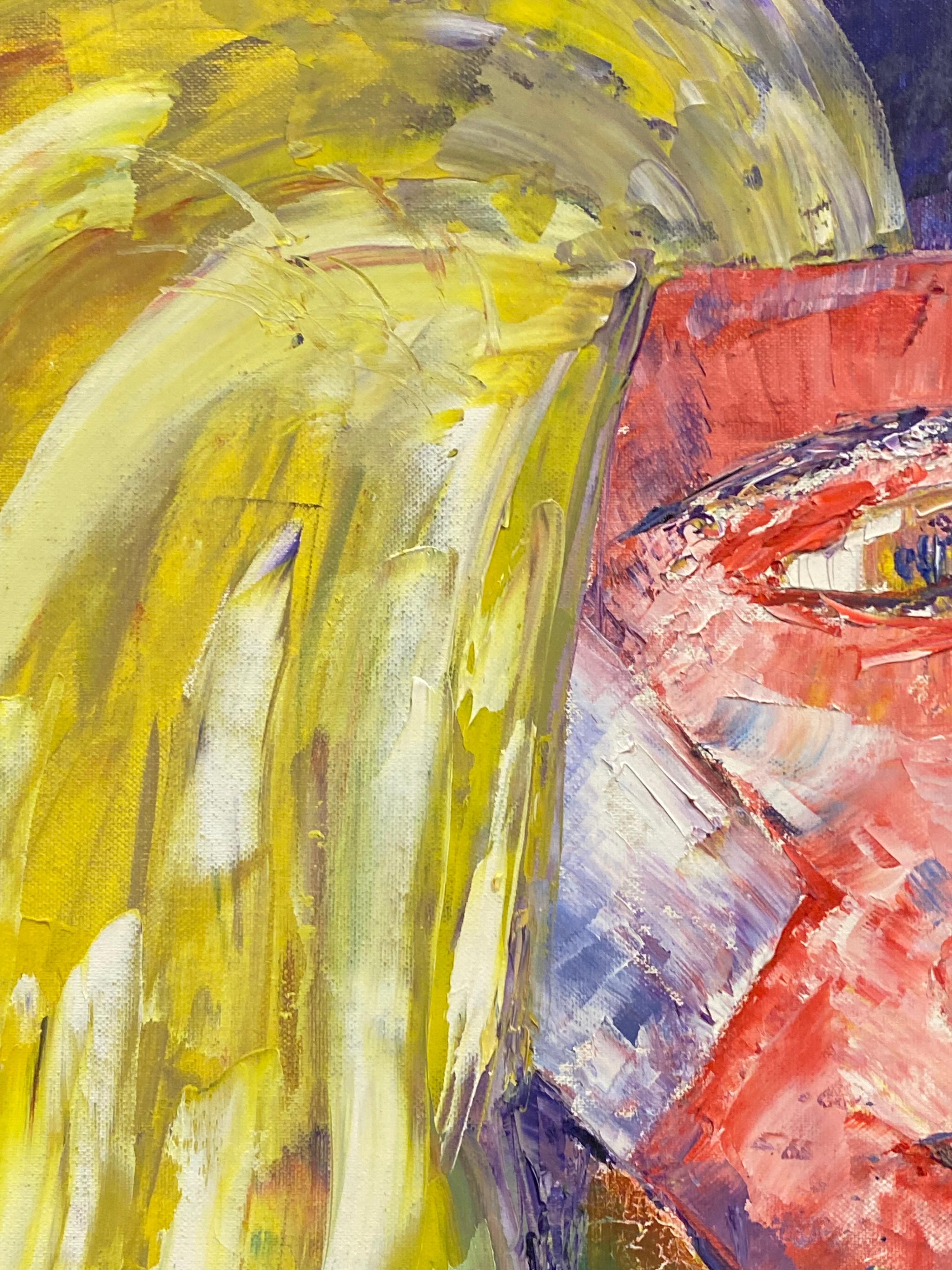 Originales französisches expressionistisches Ölgemälde des 20. Jahrhunderts, Abstraktes Gesicht (Abstrakter Expressionismus), Painting, von P Vilette