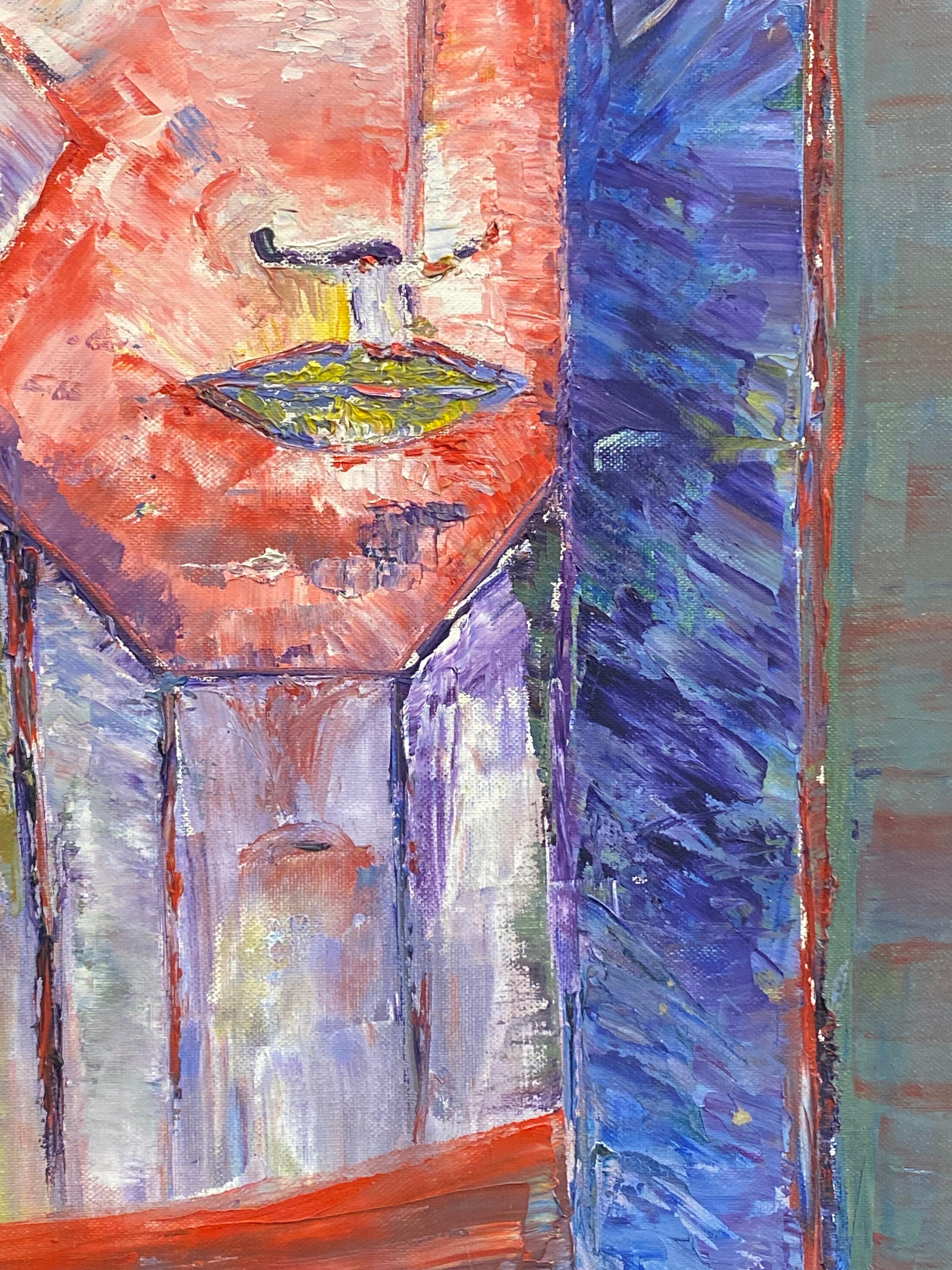 Pittura ad olio espressionista francese del XX secolo, viso astratto in vendita 1