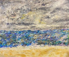 20th Century Original French Expressionist Oil Painting Coastal Beach Scene