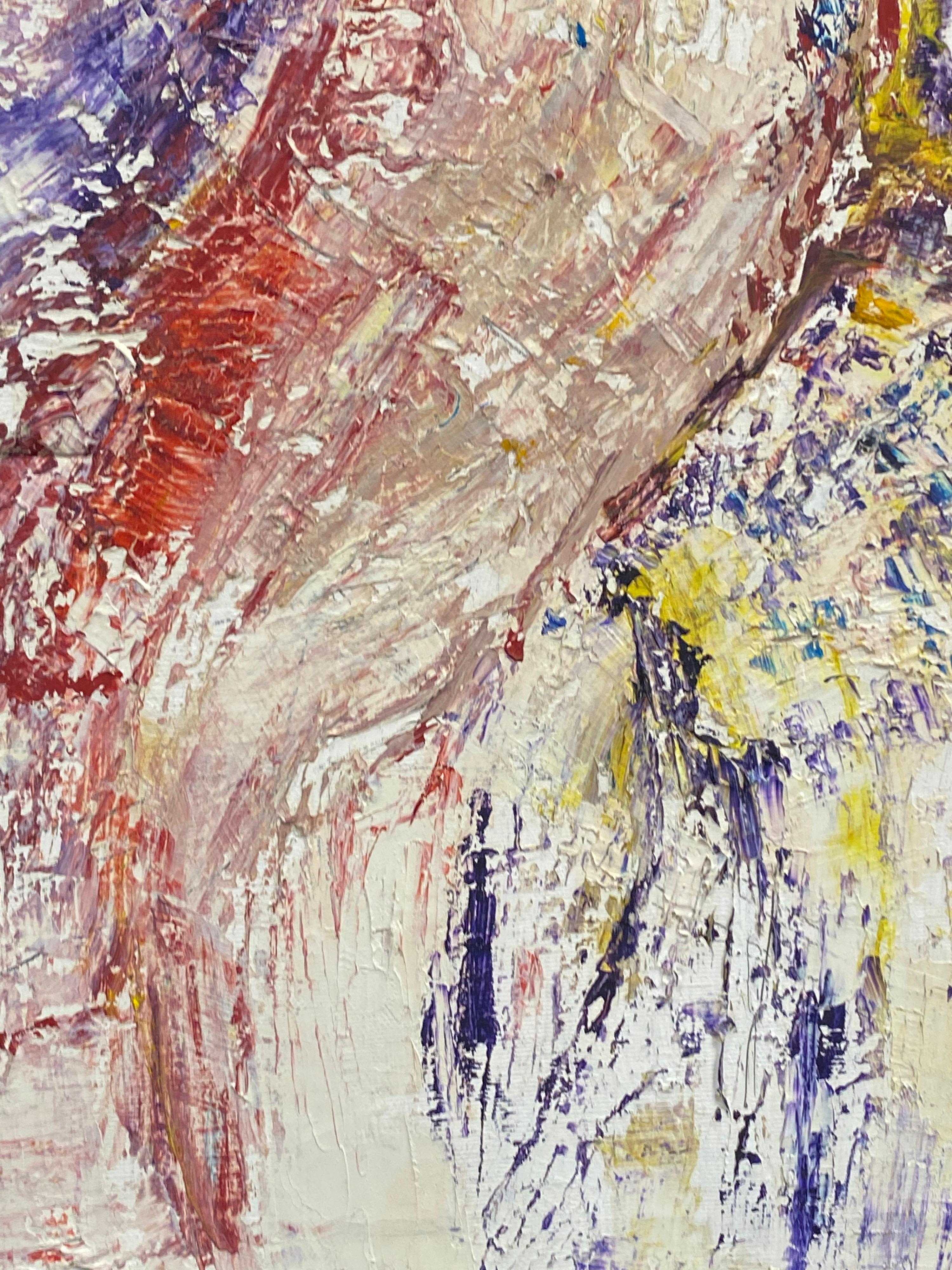 Originales französisches expressionistisches Ölgemälde des 20. Jahrhunderts, Explosion of Colors (Beige), Abstract Painting, von P Vilette