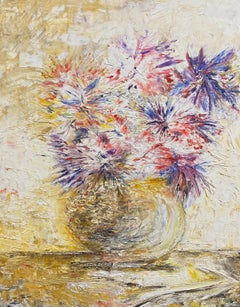 20th Century Original French Expressionist Oil Painting Flowers in Bowl