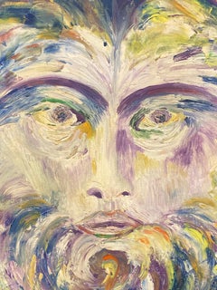 Peinture à l'huile originale de l'expressionniste français du 20ème siècle - Portrait surréaliste