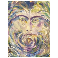Peinture à l'huile originale de l'expressionniste français du 20ème siècle - Portrait surréaliste