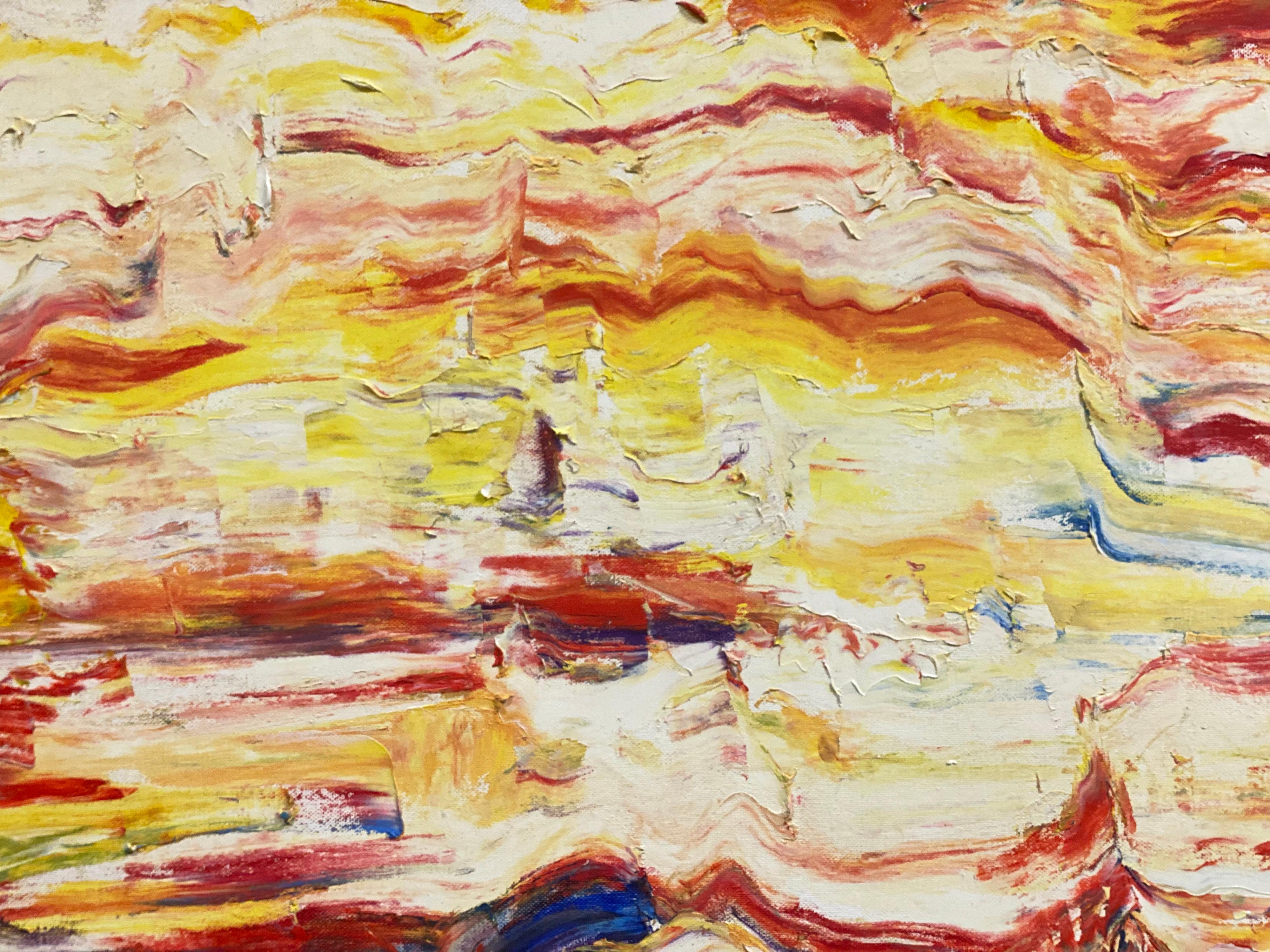 Originales französisches expressionistisches Ölgemälde, lebhafte Farben, Meer, 20. Jahrhundert – Painting von P Vilette